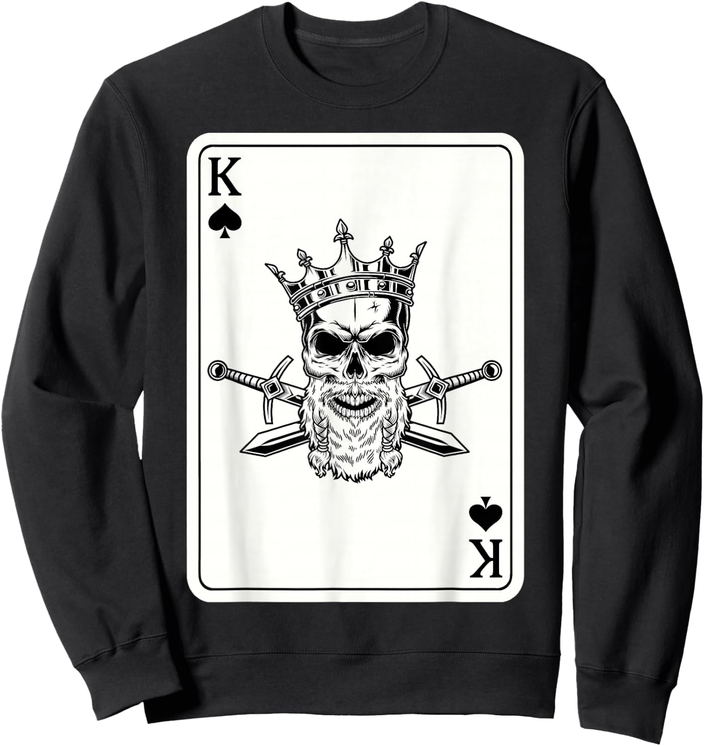 Couple Matching King And Queen of Spades 2/2 Skull Crown Sweatshirt - Sweatshirt | Black