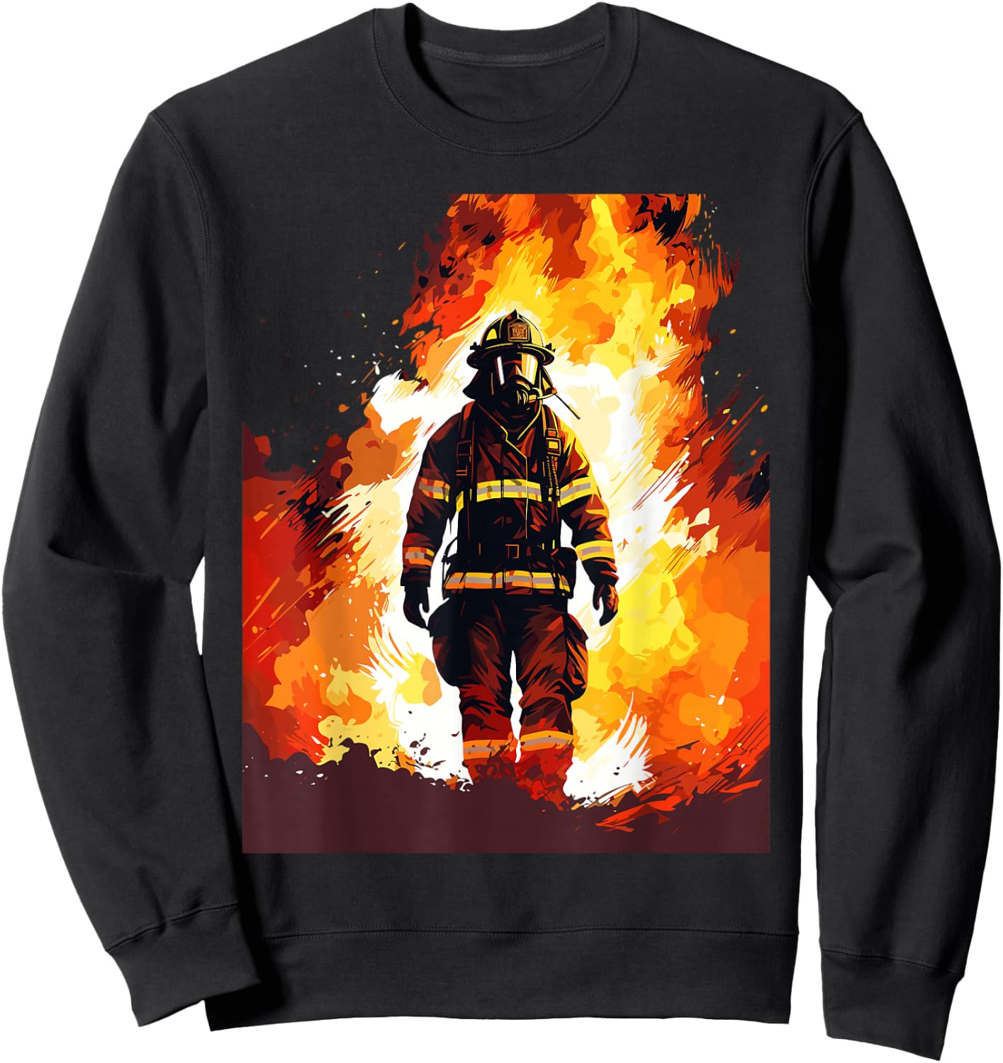 Firefighter Flames - Firefighter & Fireman Sweatshirt - Sweatshirt | Black