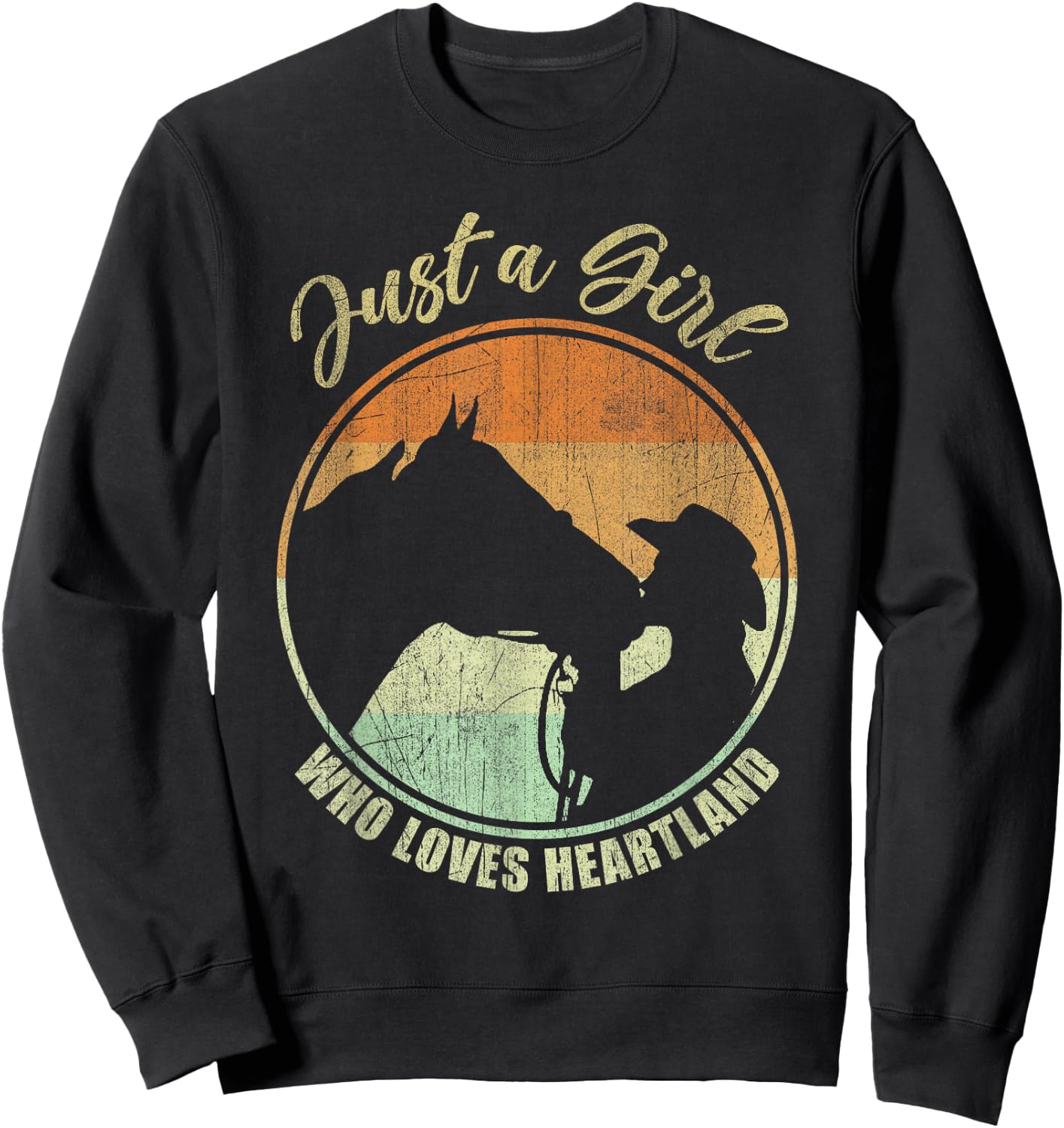 Just A Girl Who Loves Heartland Cowgirl Vintage Sweatshirt - Sweatshirt | Black