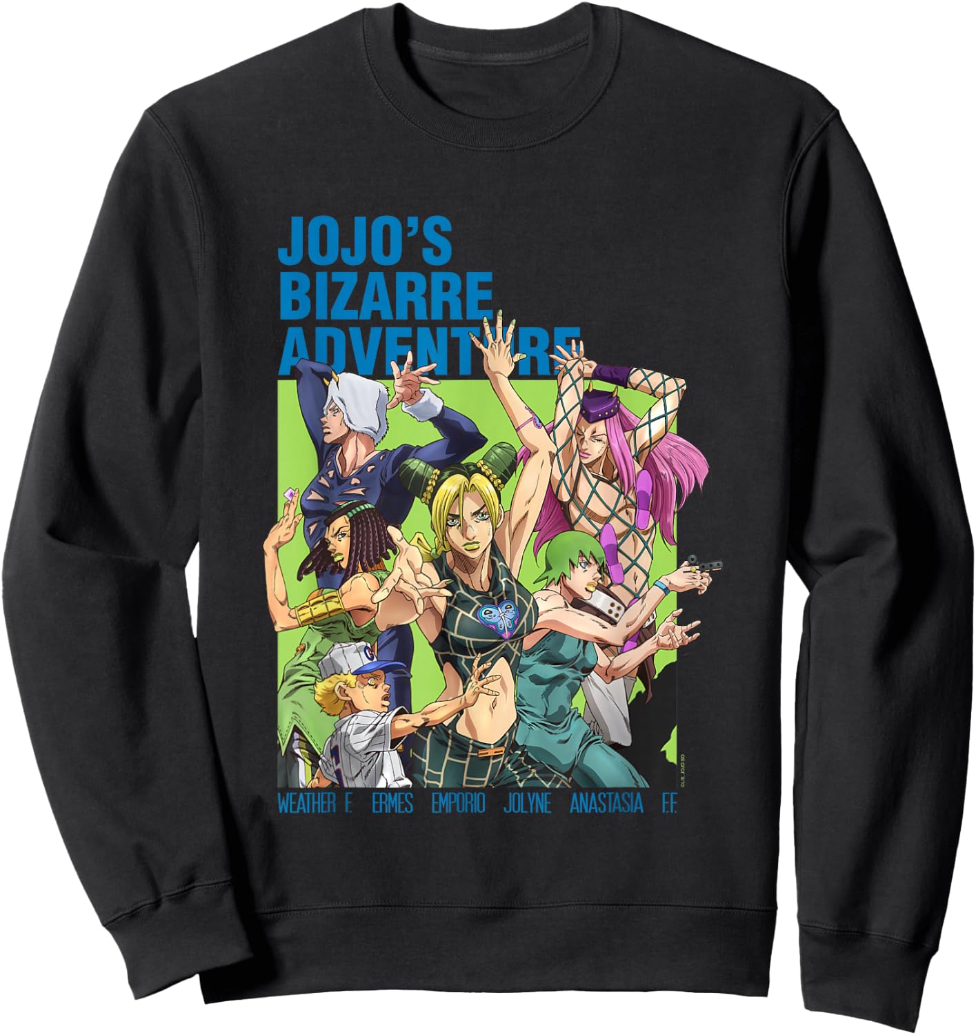 JoJo's Bizarre Adventure Part 6 Stone Ocean Group Pose Anime Sweatshirt - Sweatshirt | Black