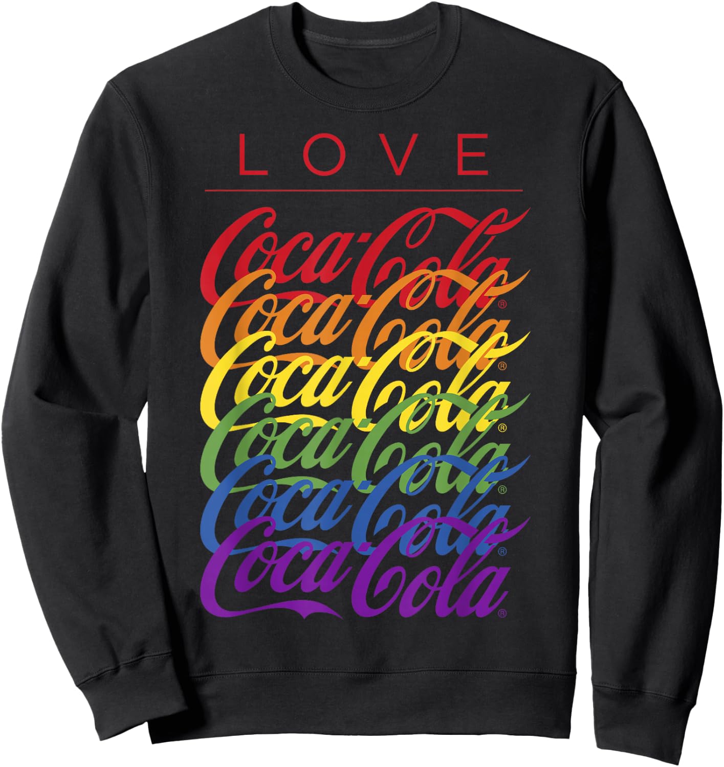Coca-Cola Pride Love Rainbow Logo Stack Sweatshirt - Sweatshirt | Black
