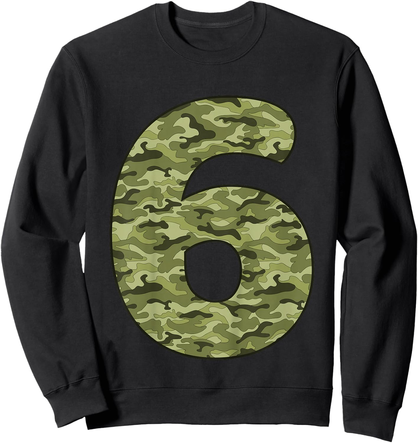 Kids 6 Year Old Birthday Camouflage Military 6th Birthday Sweatshirt - Sweatshirt | Black