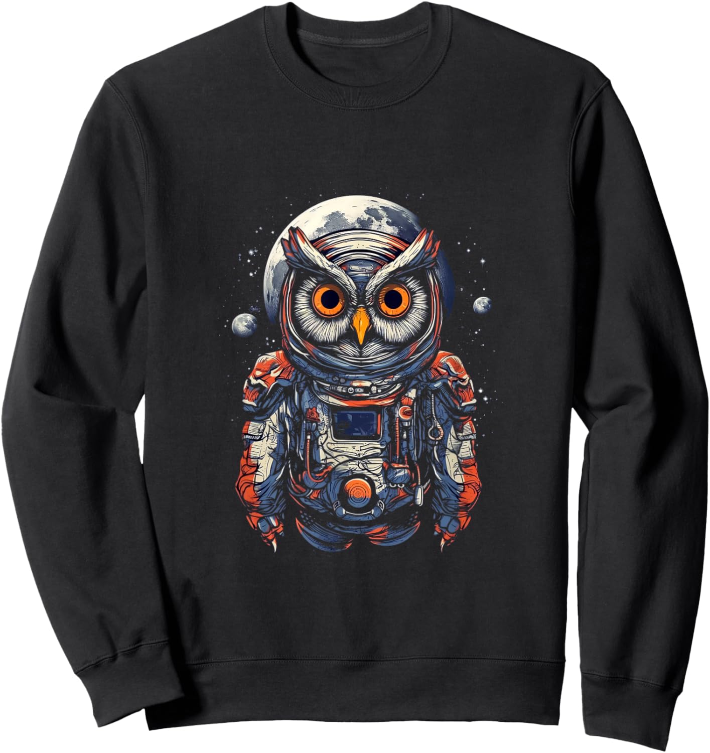 Astronaut Owl Cosmonaut Moon Space Bird Owls Lover Sweatshirt - Sweatshirt | Black