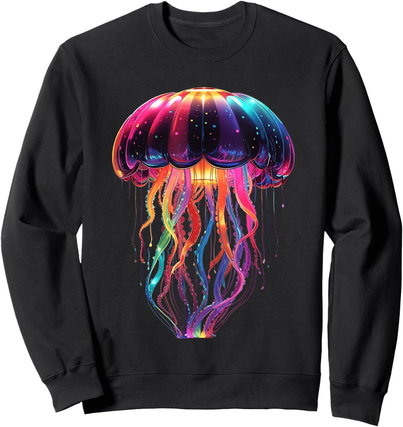 Glowing Rainbow Jellyfish Sweatshirt - Sweatshirt | Black