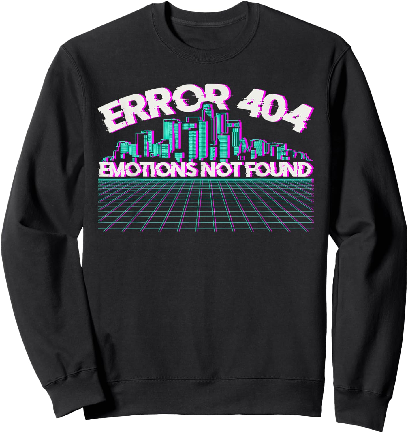 Error 404 Emotions Not Found Skyline Vaporwave Sweatshirt - Sweatshirt | Black