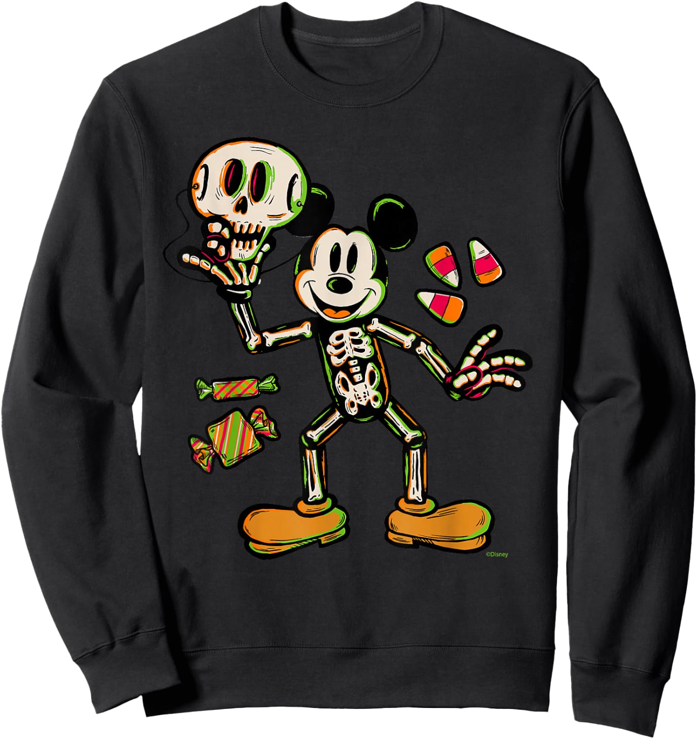 Disney Mickey Mouse Trick & Treat Skeleton Costume Halloween Sweatshirt - Sweatshirt | Black