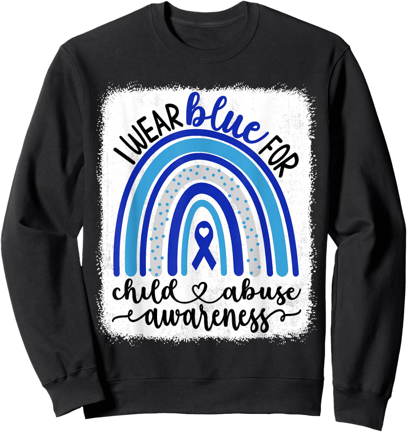 In April We Wear Blue Pinwheel Child Abuse Prevention Month Sweatshirt - Sweatshirt | Black
