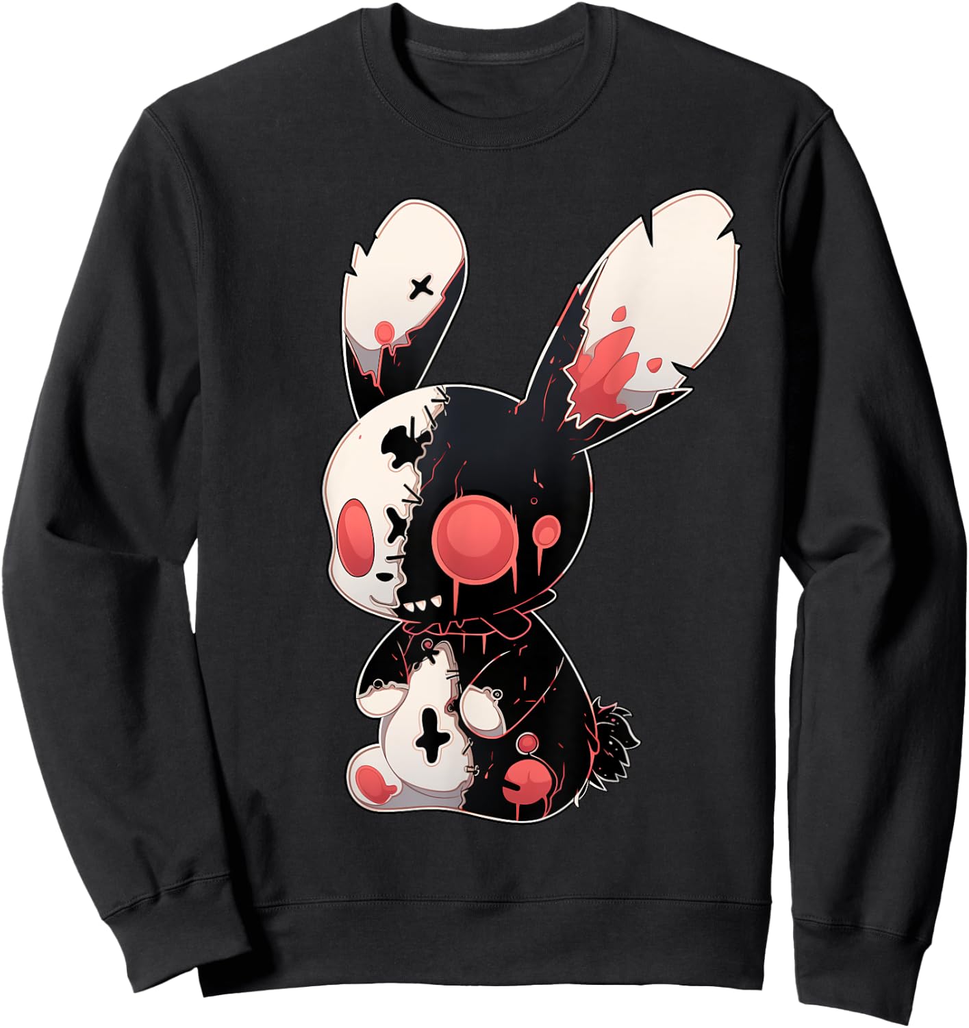 Goth Bunny Kawaii Rabbit Cute E-Girl Gothic Outfit Grunge Sweatshirt - Sweatshirt | Black