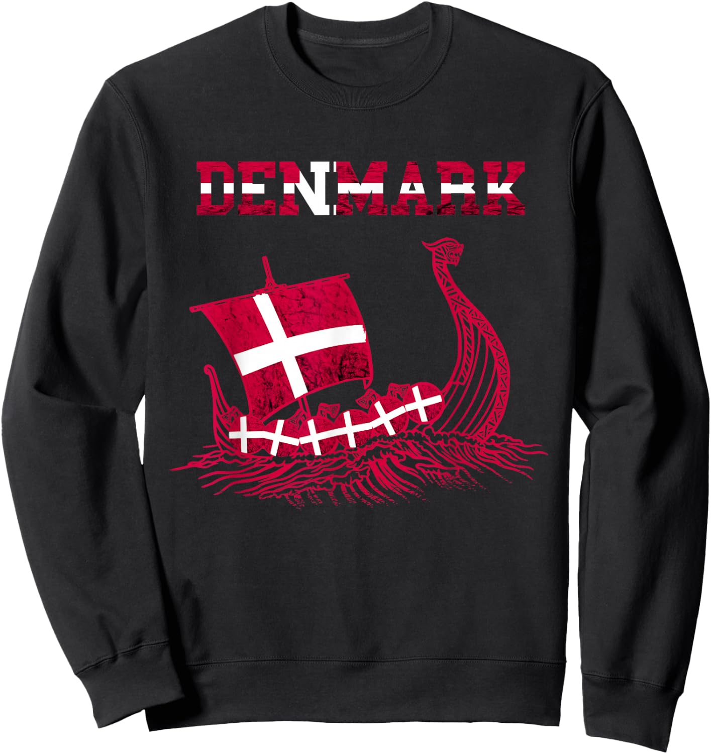 Denmark Viking Ship Danish Flag Dansk Danish Pride Danes Sweatshirt - Sweatshirt | Black