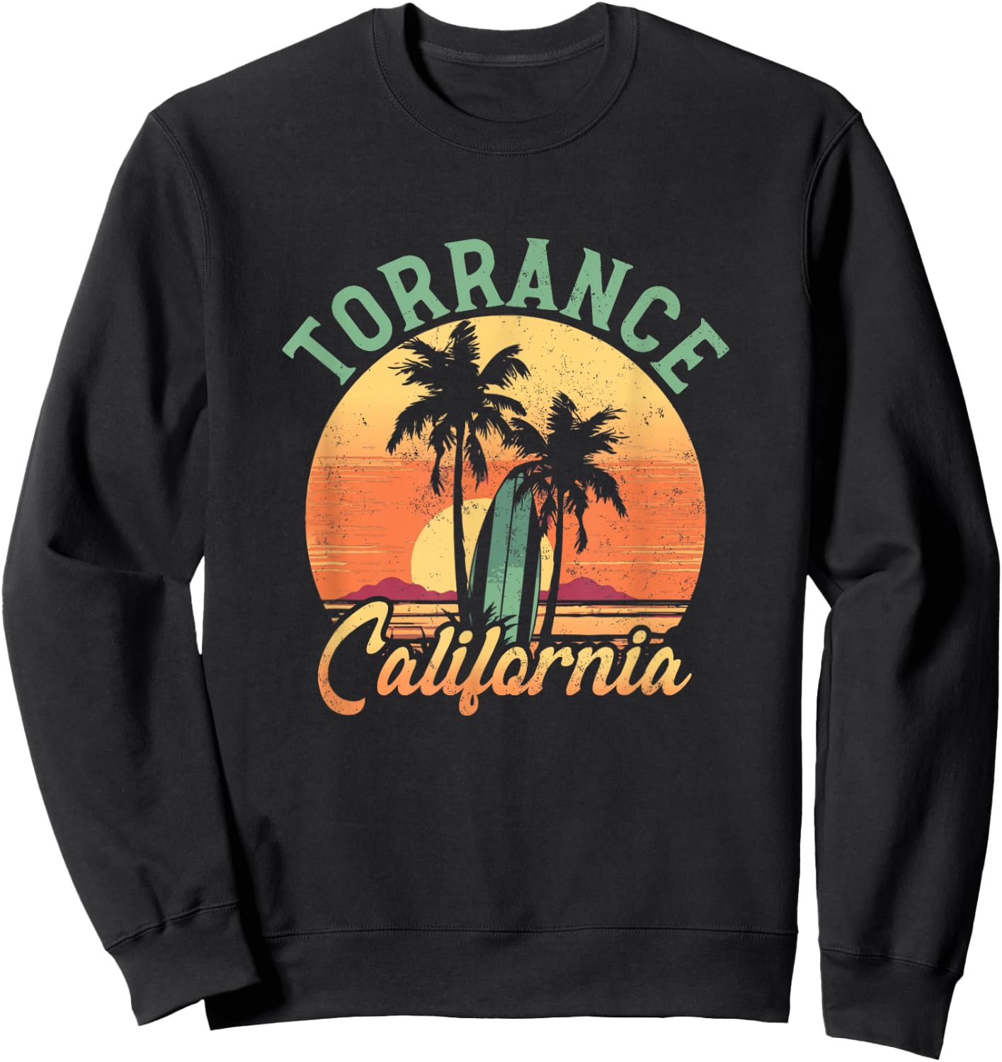 Torrance California Retro Surfer Vintage Beach Sweatshirt - Sweatshirt | Black