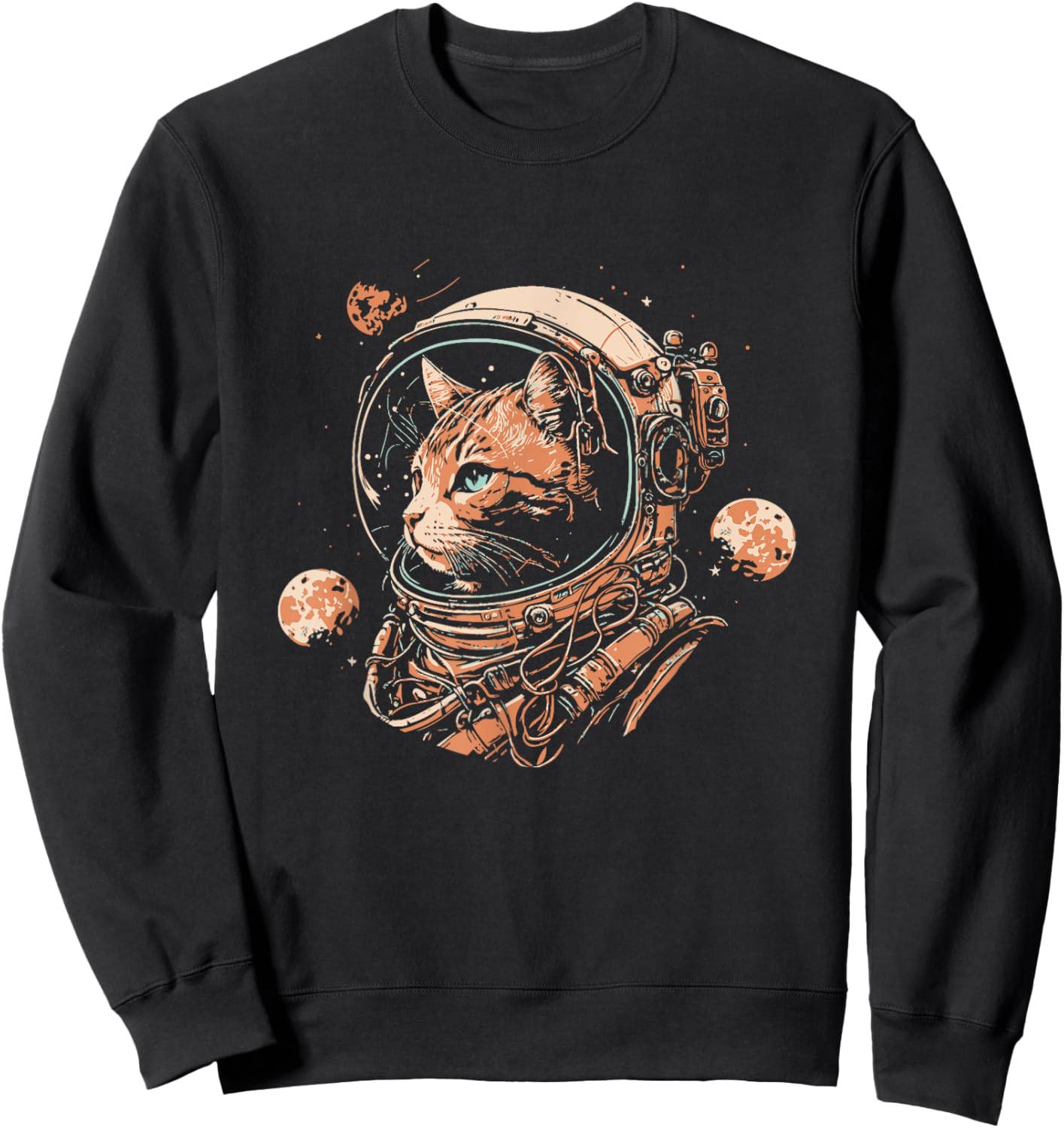 Space Cat in Astronaut Helmet Costume Cute Cat Lover Sweatshirt - Sweatshirt | Black