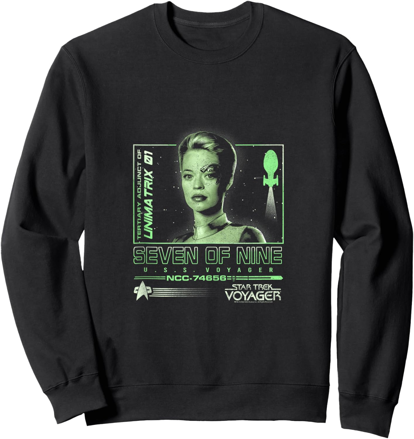 Star Trek: Voyager Seven Of Nine Neon Starfleet Portrait Sweatshirt - Sweatshirt | Black