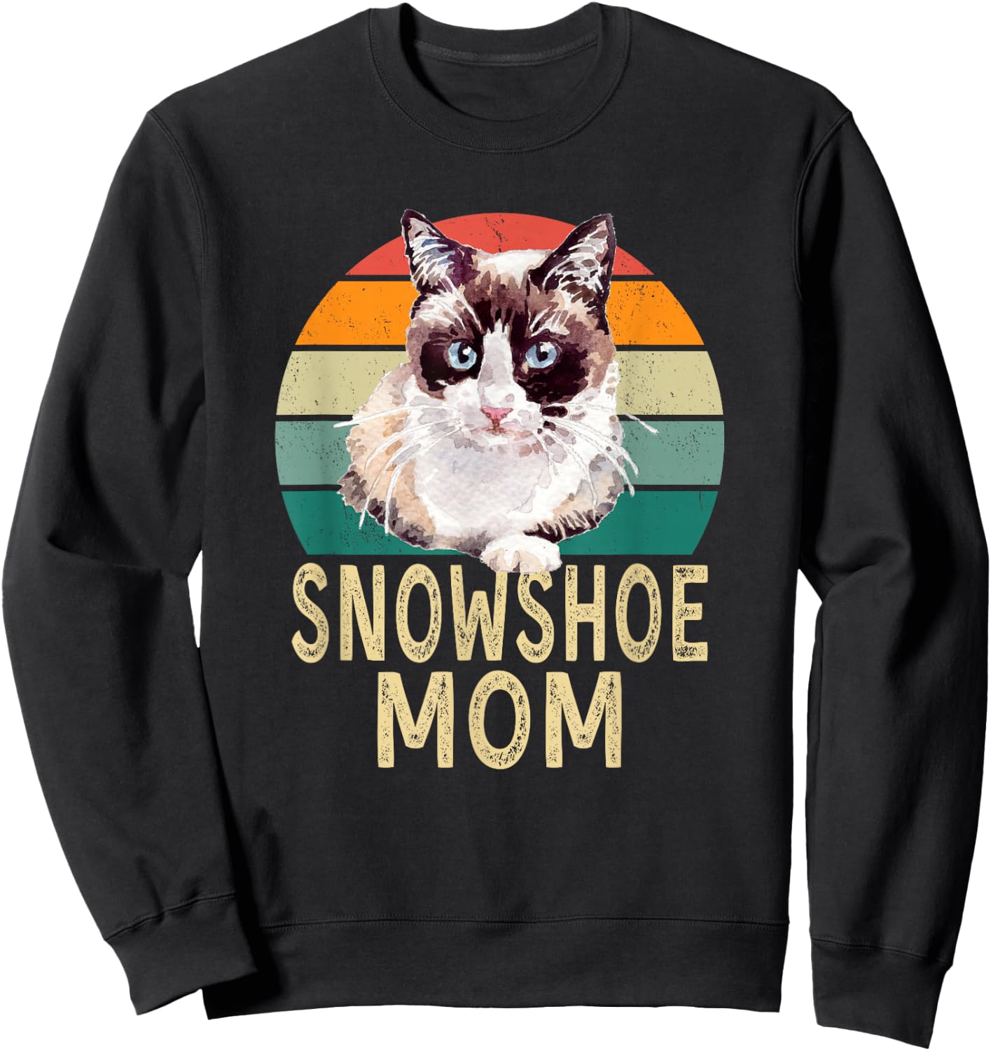 Snowshoe Cat Mom Retro Vintage Funny I Love My Cat Sweatshirt - Sweatshirt | Black