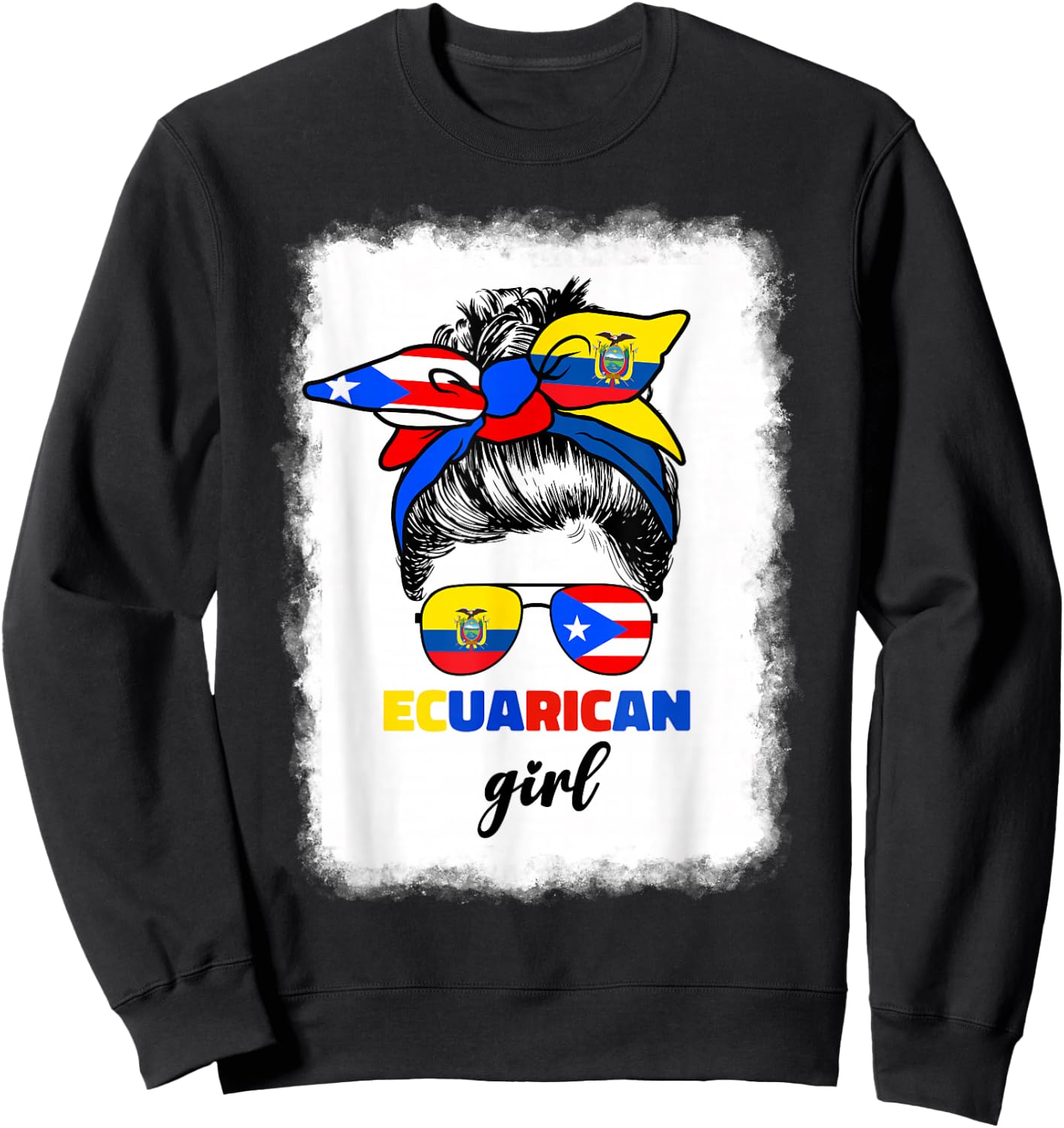 Half Ecuadorian And Puerto Rican Rico Ecuador Flag Girl Mix Sweatshirt - Sweatshirt | Black