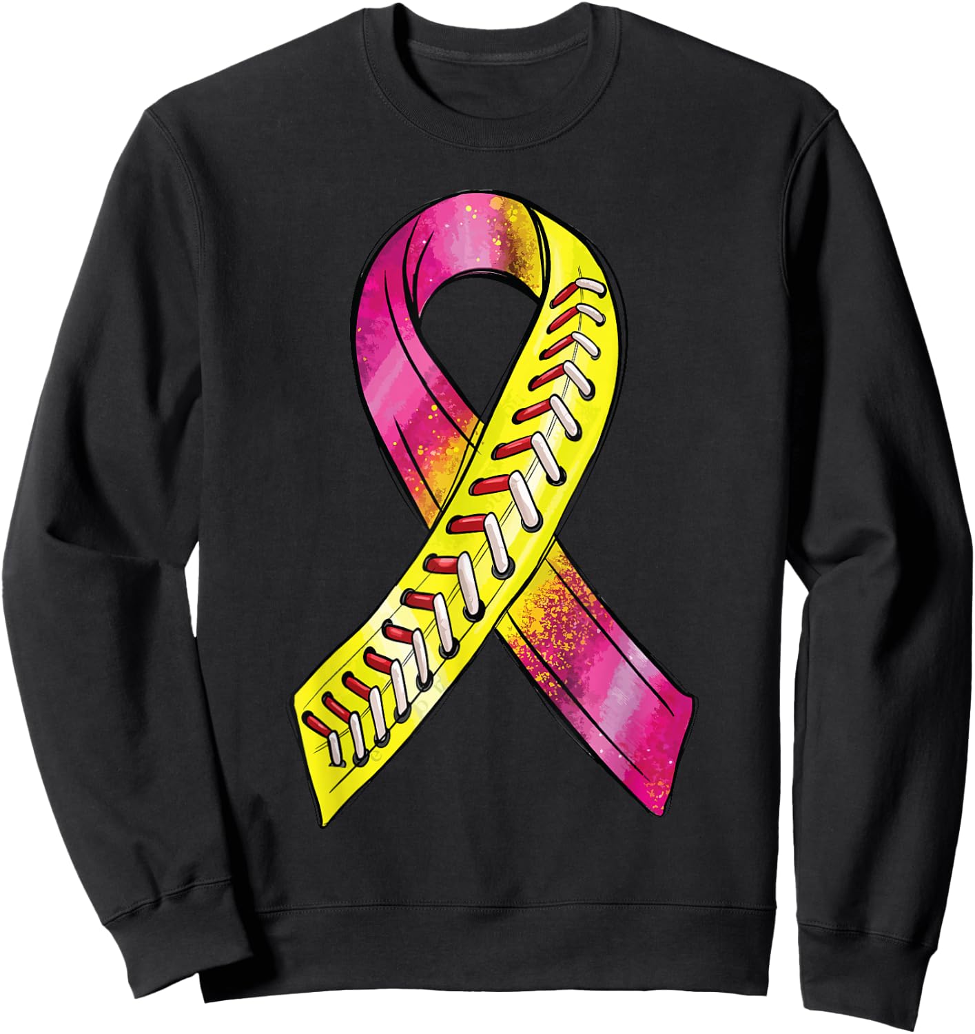 Strike Out Breast Cancer Awareness Day Pink Ribbon Softball Sweatshirt - Sweatshirt | Black
