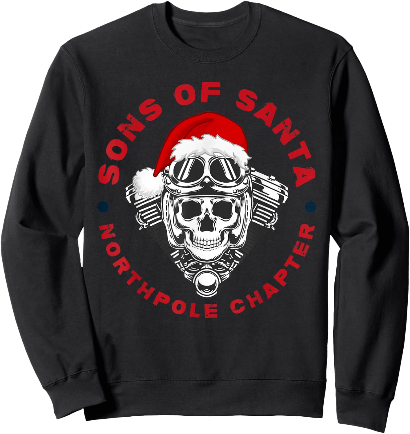 Funny Santa Motorcyle Biker Xmas Christmas 2025 Sweatshirt - Sweatshirt | Black