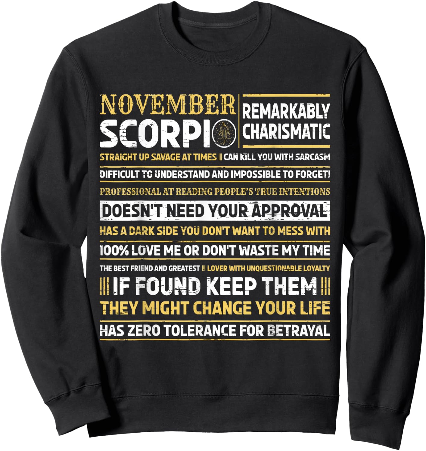 Best Born in November Scorpio Birthday Sweatshirt - Sweatshirt | Black