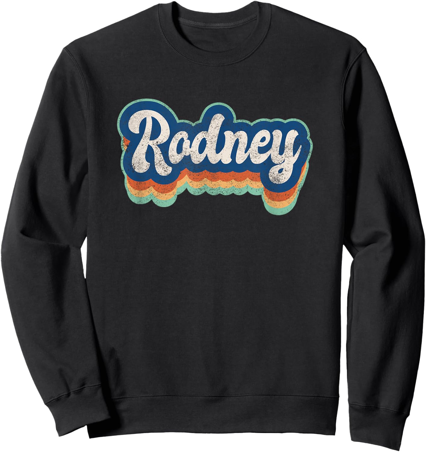 Rodney First Name Boy Vintage Style 70s 80s Personalized Sweatshirt - Sweatshirt | Black