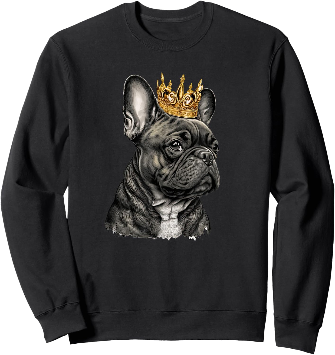 Funny French Bulldog Frenchie with a Golden Crown Sweatshirt - Sweatshirt | Black