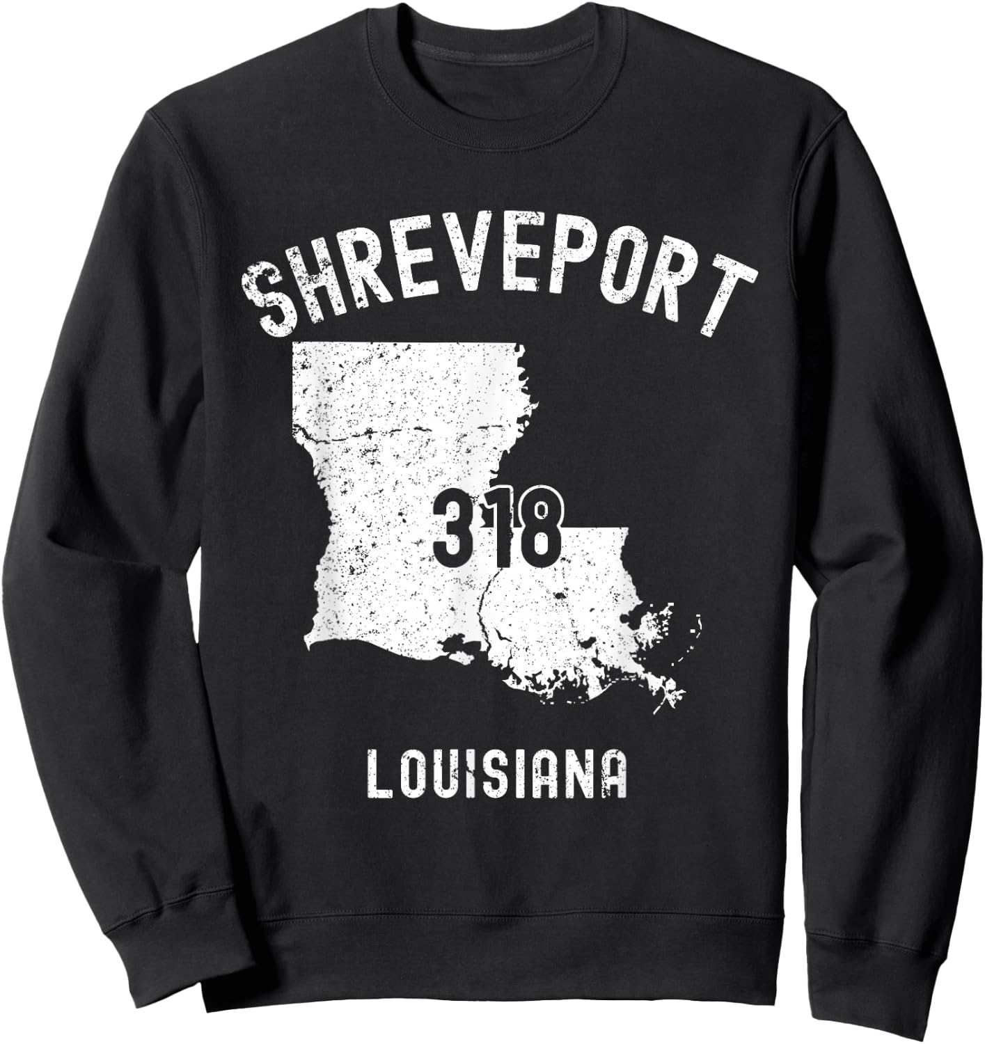 Shreveport Louisiana LA 318 Vintage Athletic Style Sweatshirt - Sweatshirt | Black
