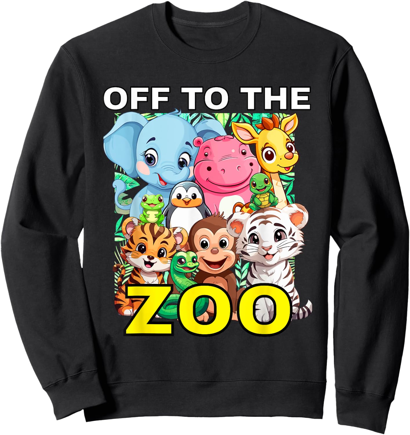 Off To The Zoo Cute Animal Graphics Day AT The Zoo Sweatshirt - Sweatshirt | Black