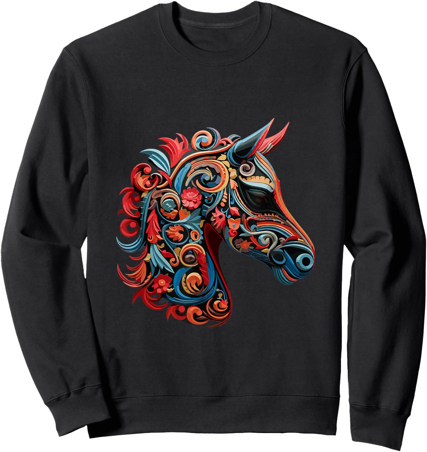 Dia De Los Muertos Day Of The Dead Halloween Horse Sweatshirt - Sweatshirt | Black