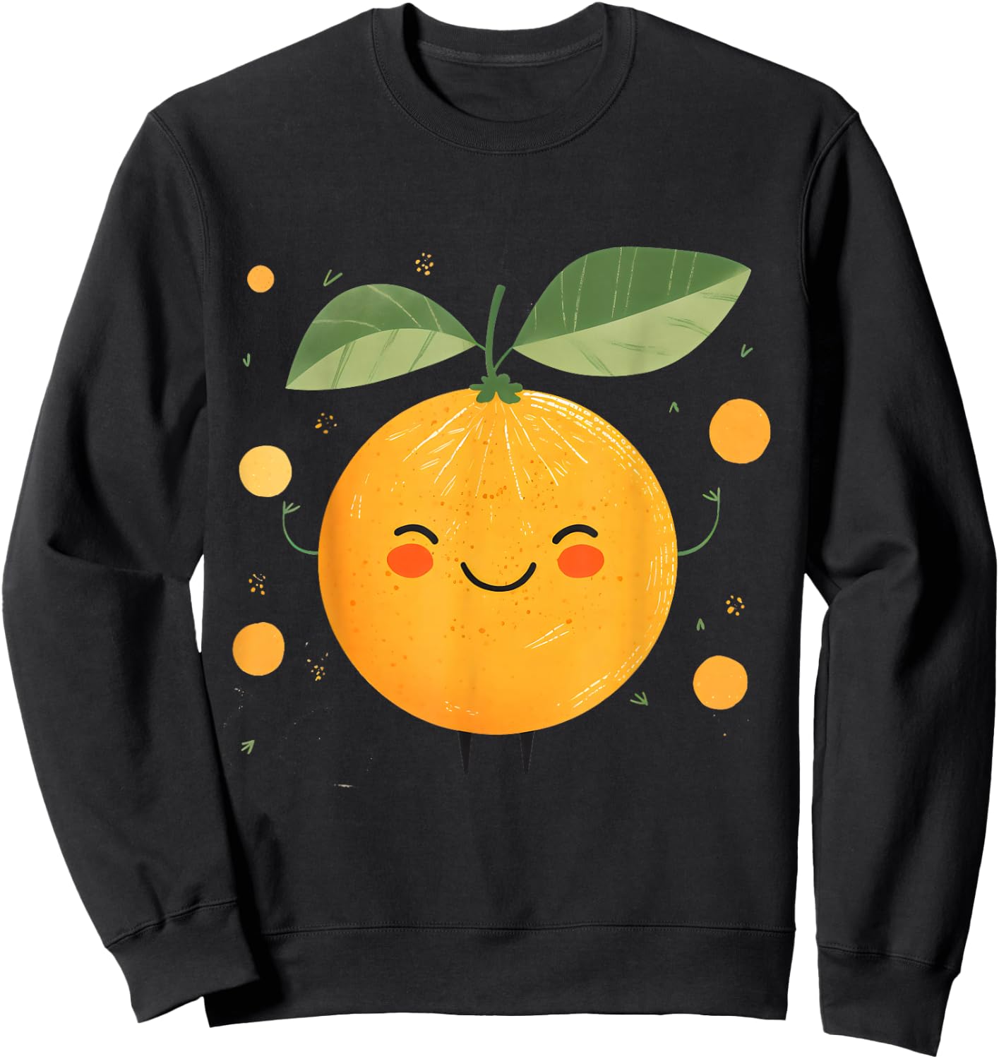 Cute Orange Fruits Happy Lover Tangerine Citrus Face Summers Sweatshirt - Sweatshirt | Black