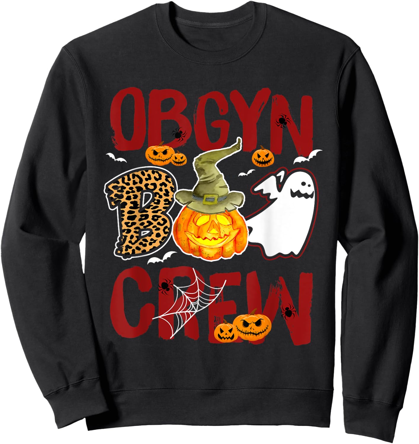 OBGYN Boo Crew Halloween OB-GYN Nurse Costume Sweatshirt - Sweatshirt | Black