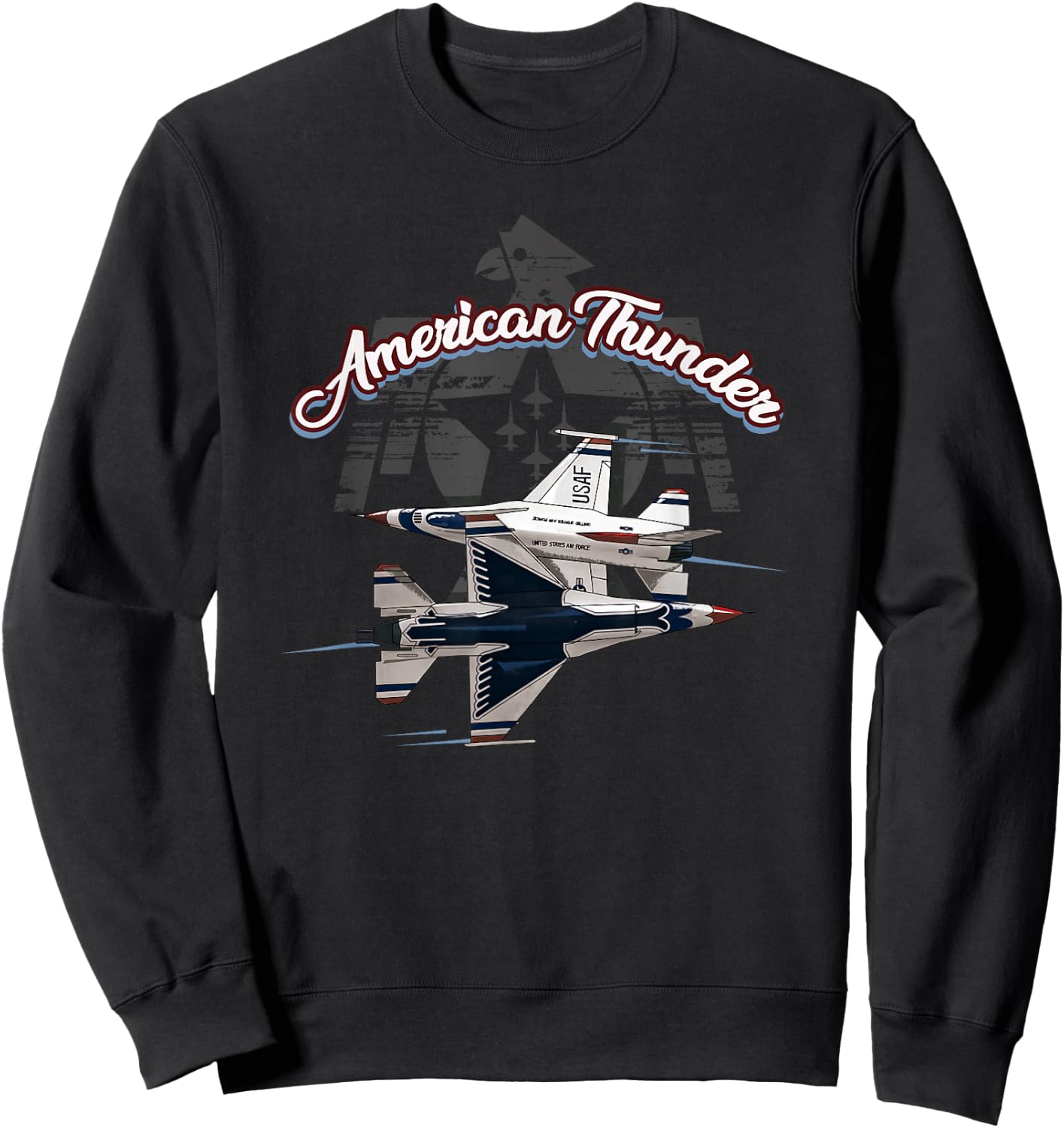 Vintage Military Aviation American Thunder Sweatshirt - Sweatshirt | Black