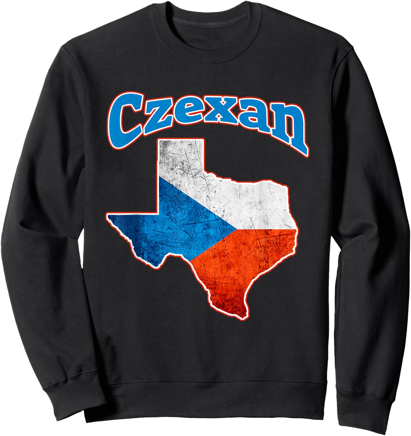Texas For Funsies and Gifts Czexan Czech Heritage Texas Roots Sweatshirt - Sweatshirt | Black