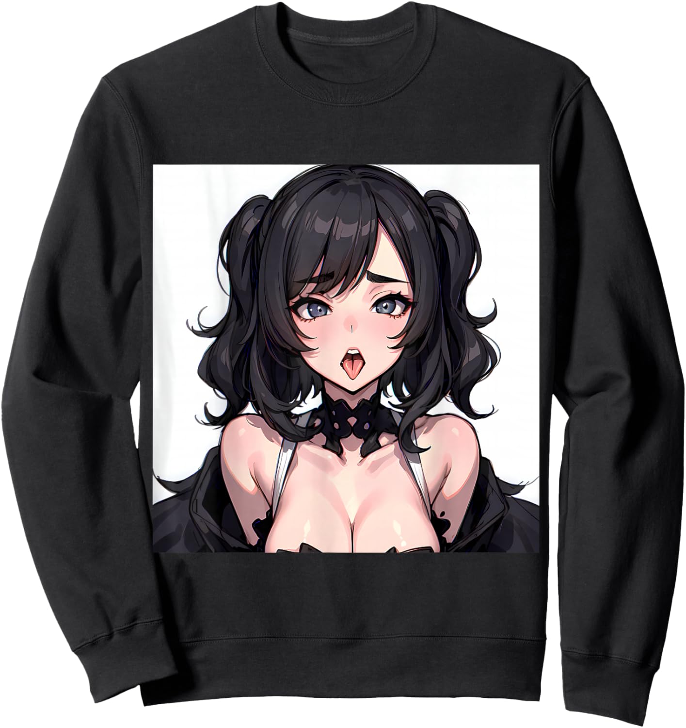 Lewd Anime Girl Ecchi Waifu Anime Hentai Sweatshirt - Sweatshirt | Black