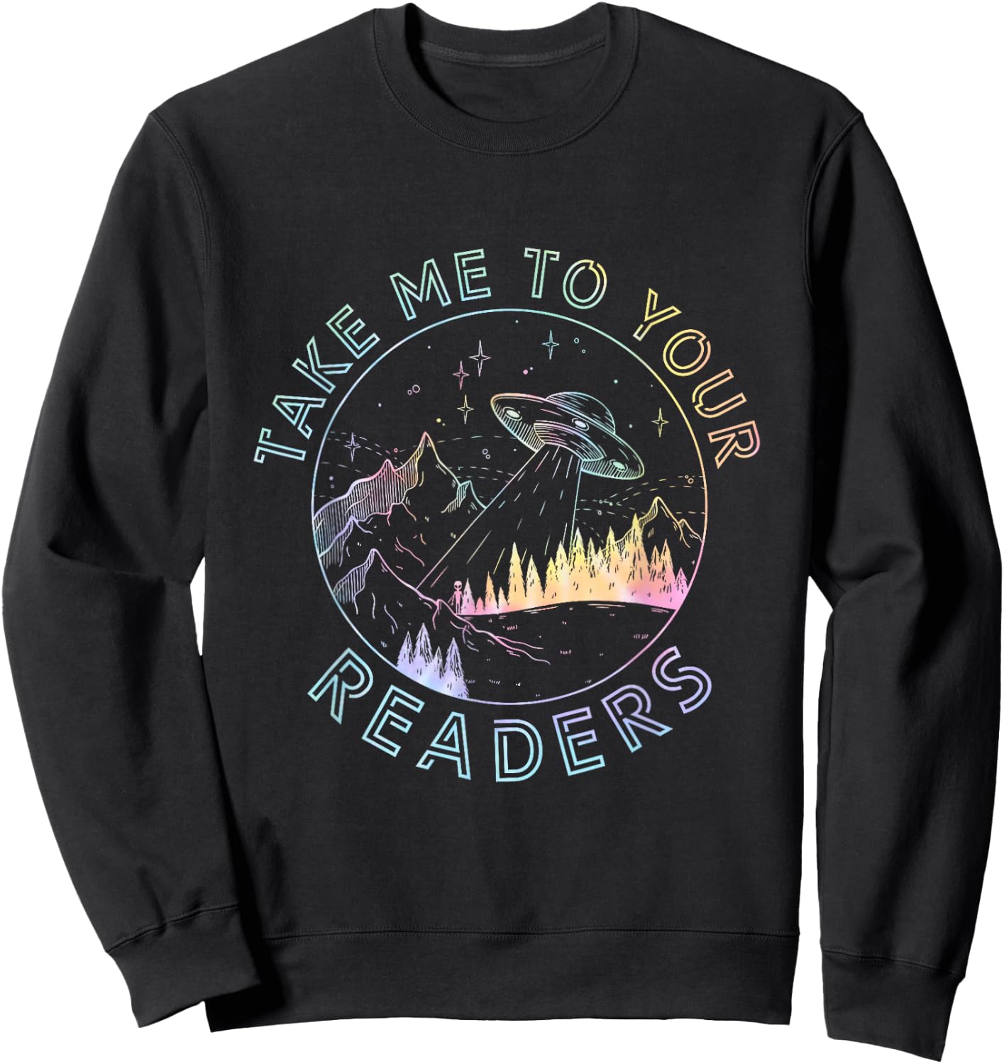 Take Reading English Teacher Library Alien Space T-S Tie Dye Sweatshirt - Sweatshirt | Black