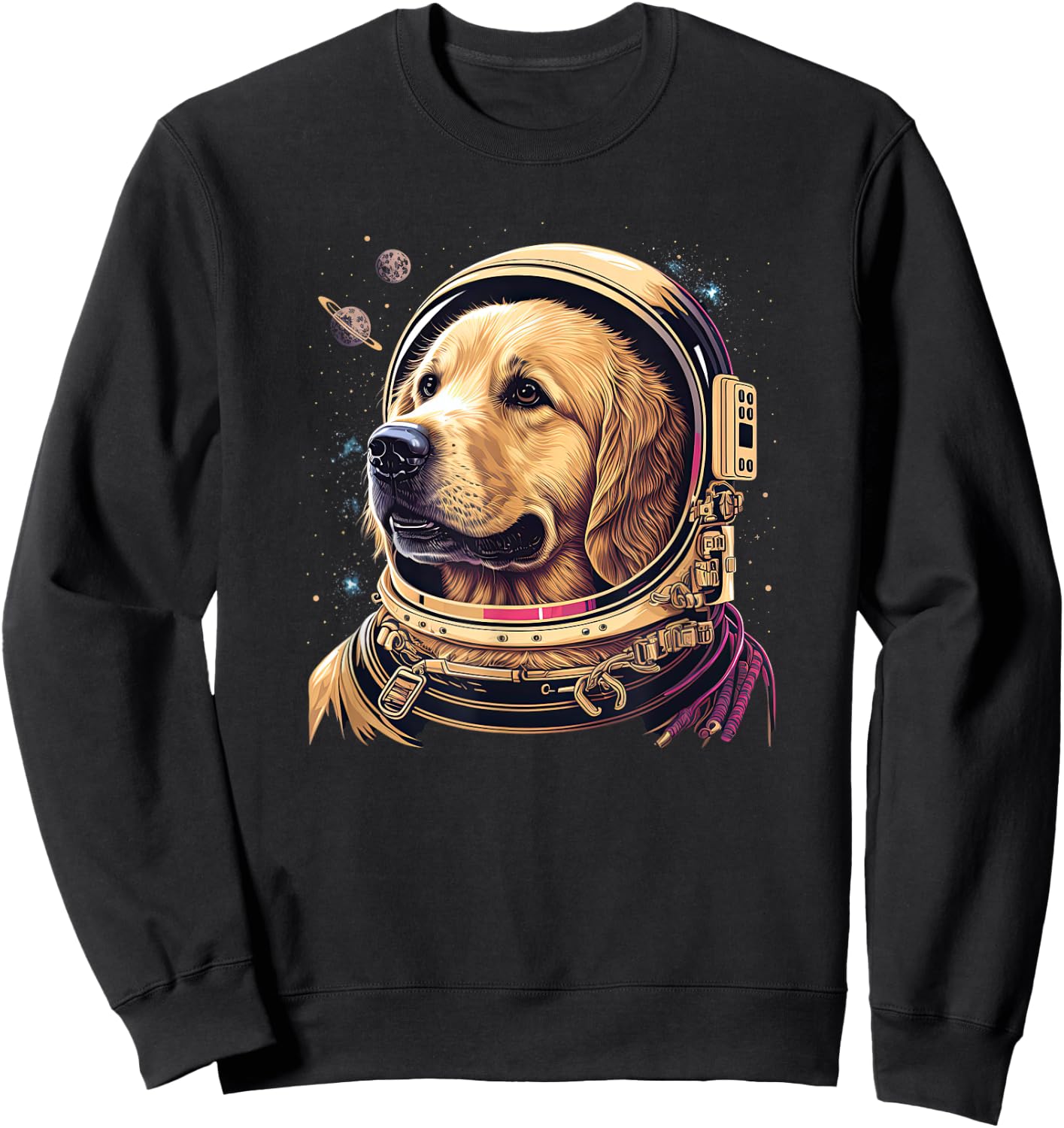 Funny Golden Retriever Astronaut in the space Sweatshirt - Sweatshirt | Black