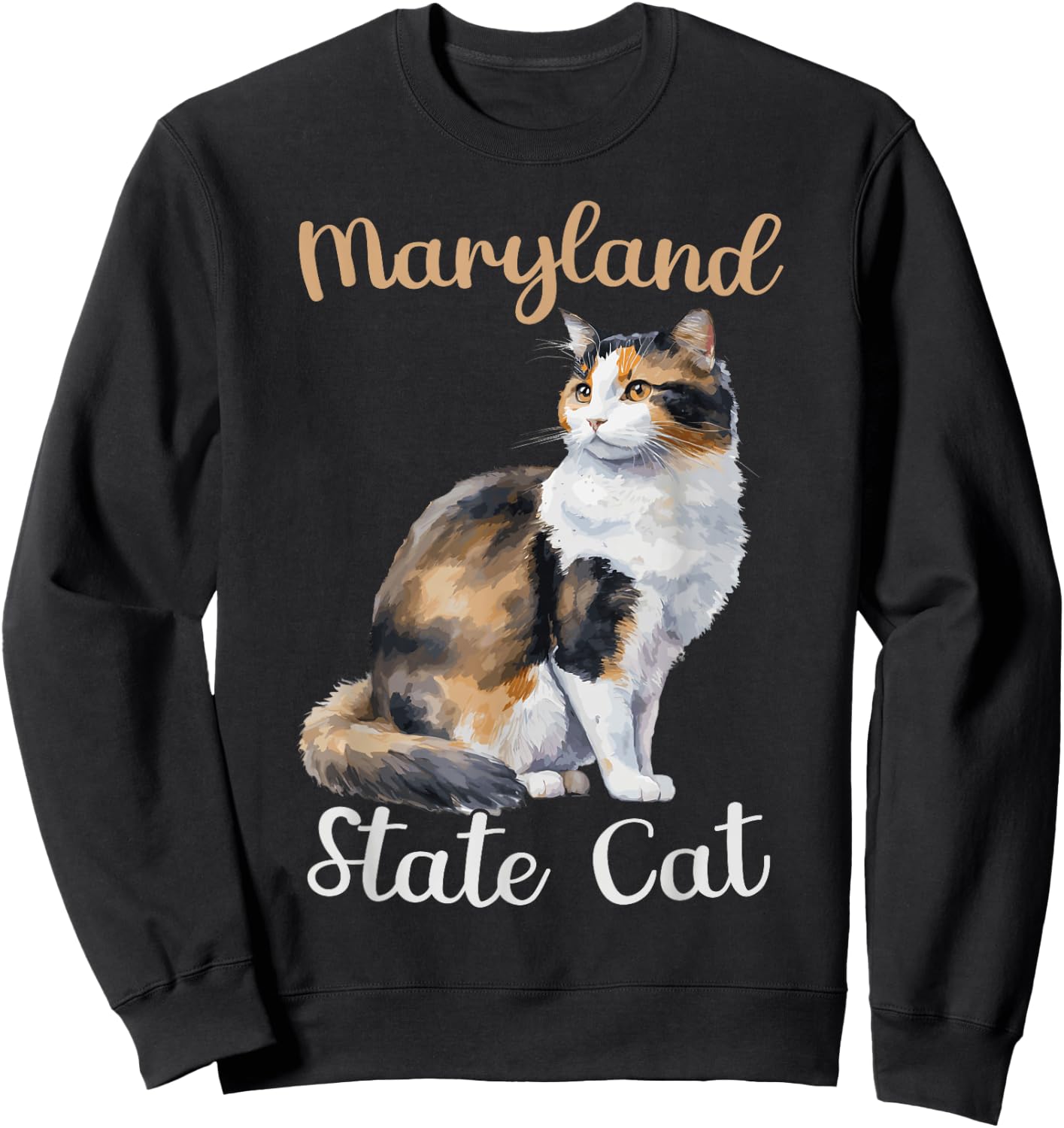 Caliby Tricolour Maryland State Cat Outfit Dilute Calico Cat Sweatshirt - Sweatshirt | Black