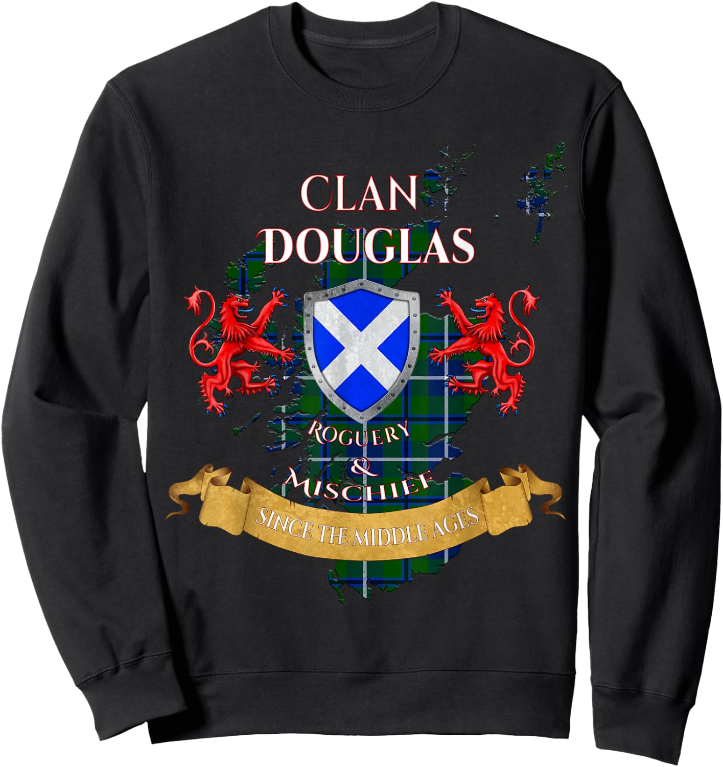 Douglas Scottish Family Clan Middle Ages Mischief Sweatshirt - Sweatshirt | Black