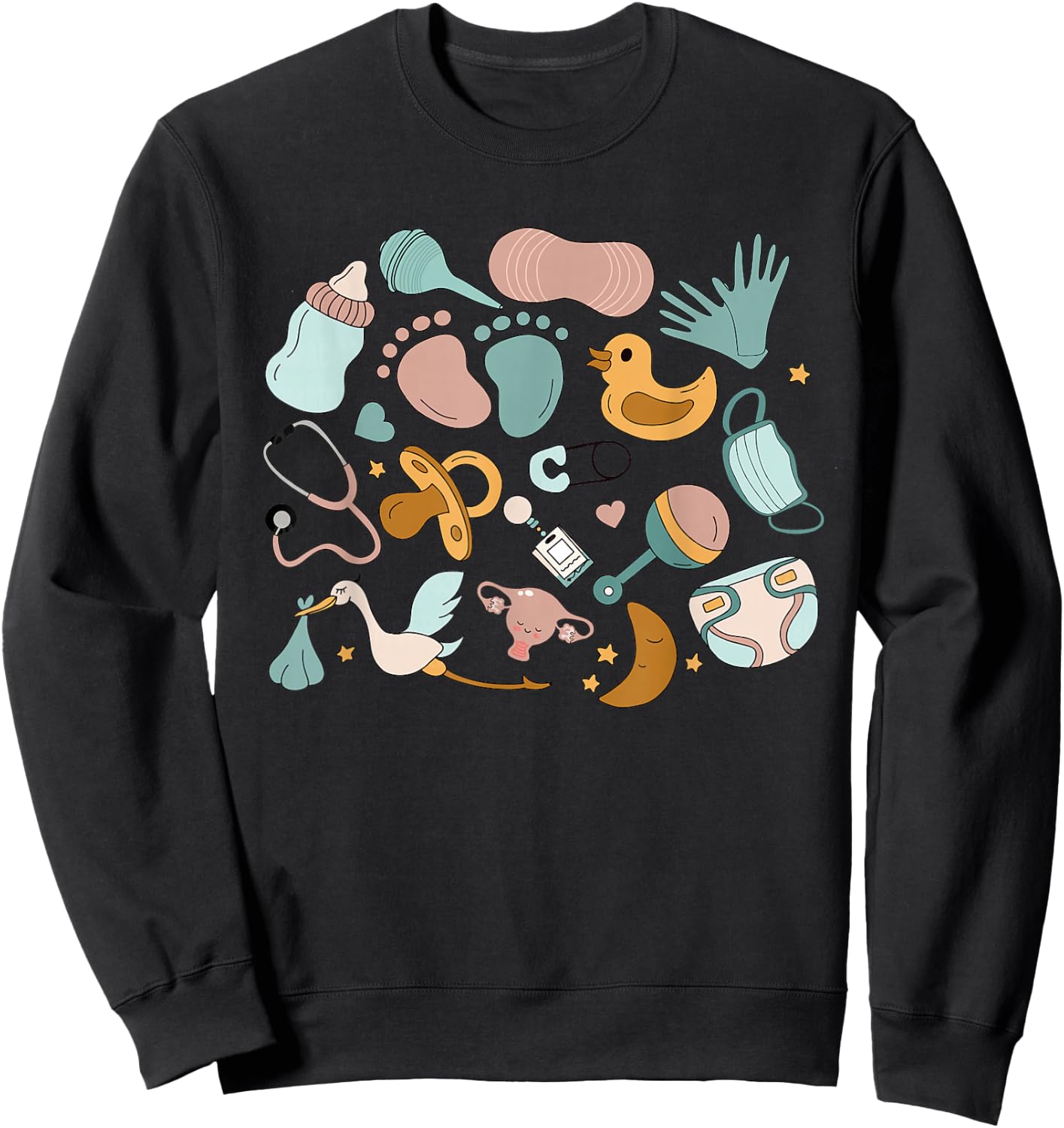 Women Retro Labor And Delivery Nurse Registered Nurse Sweatshirt - Sweatshirt | Black
