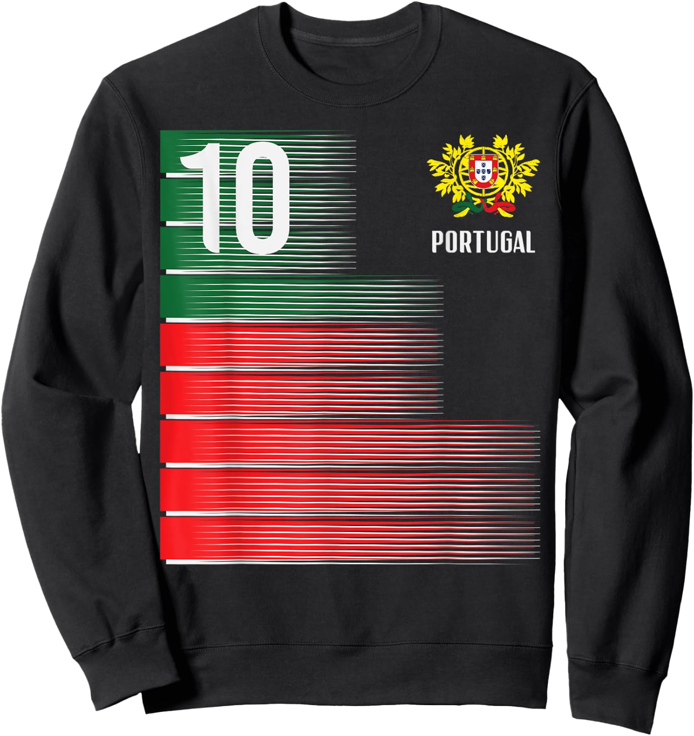 Portugal Number 10 Portuguese Soccer Fan Men Women Kids Boys Sweatshirt - Sweatshirt | Black