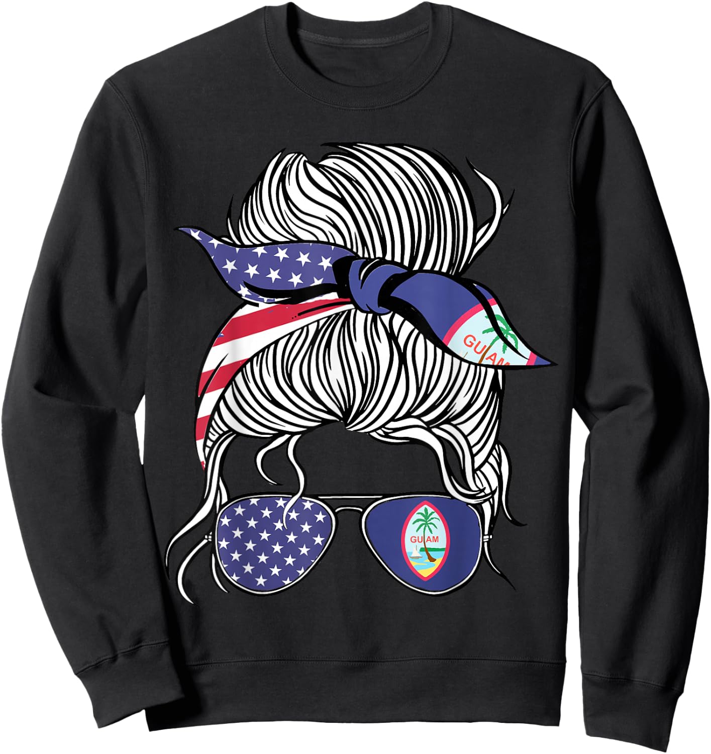 Guamanian American Patriot Grown Proud Women Girl Flag Sweatshirt - Sweatshirt | Black