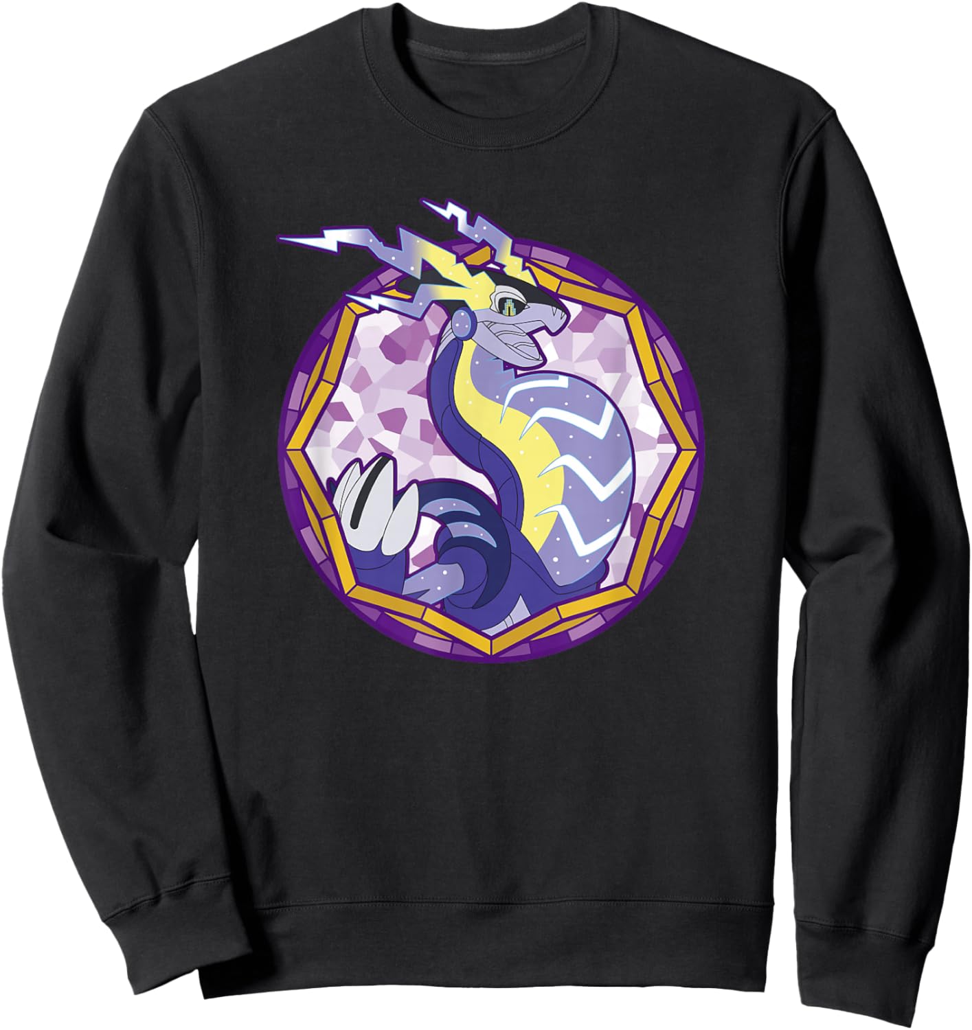 Pokémon Miraidon Legendary Paradox Violet Stained Glass Logo Sweatshirt - Sweatshirt | Black