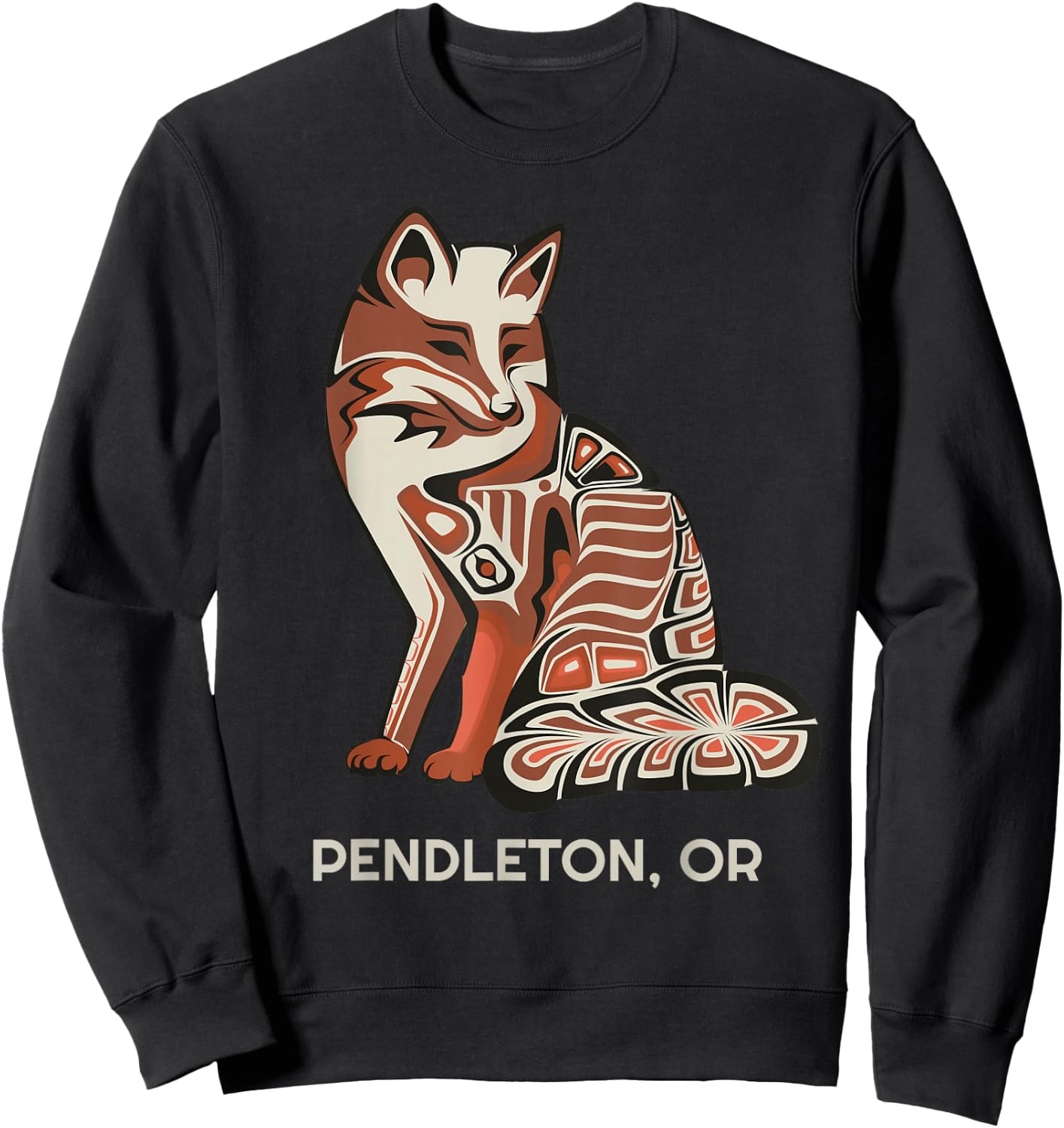 Tribal Fox Pendleton Oregon Native American Haida Style Sweatshirt - Sweatshirt | Black