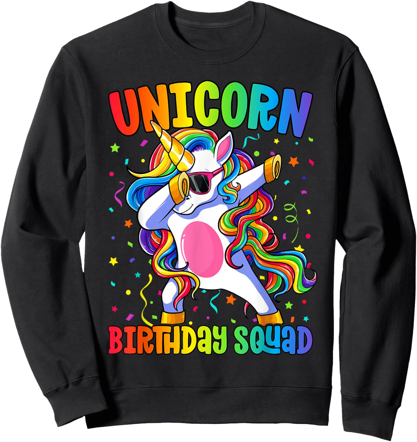 Birthday Squad Shirt Kids Dabbing Unicorn Birthday Sweatshirt - Sweatshirt | Black