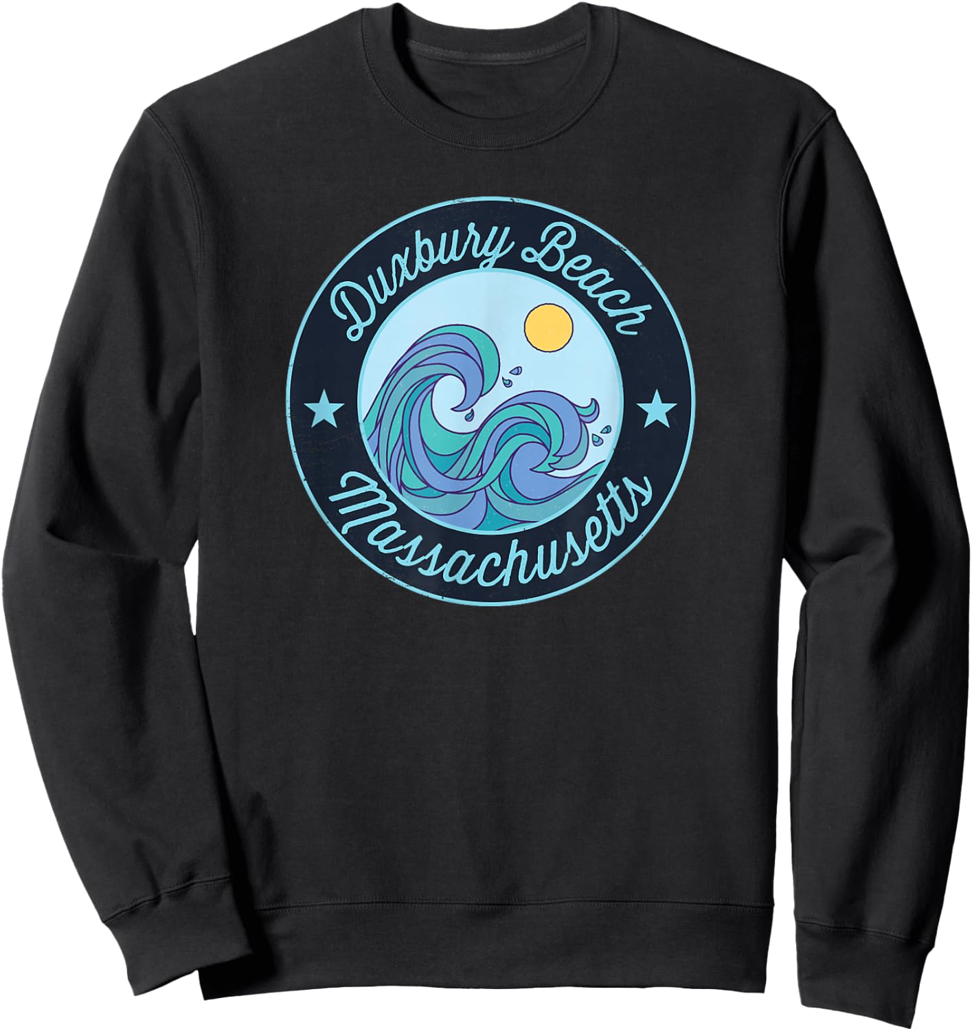 Duxbury Beach MA Massachusetts Souvenir Nautical Surfer Grap Sweatshirt - Sweatshirt | Black