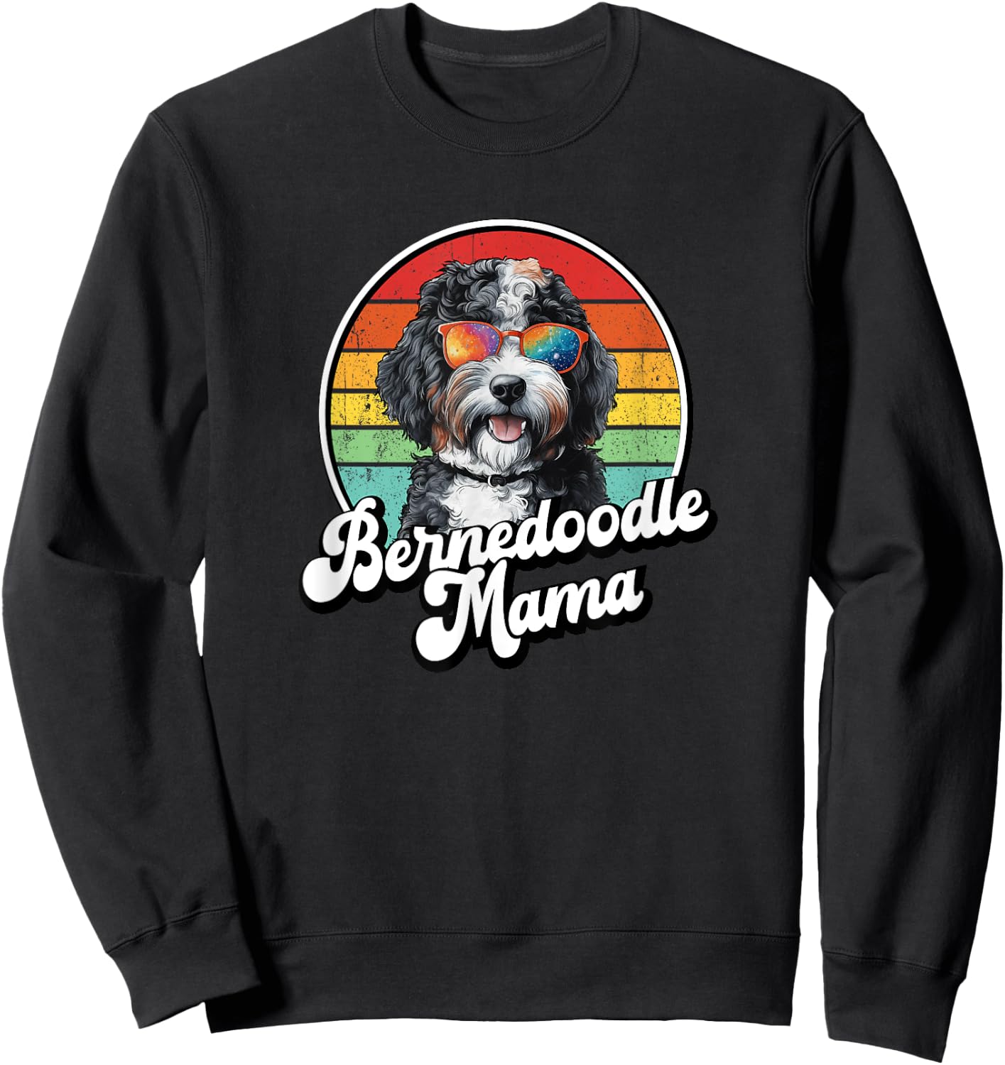 Cute Retro Vintage Mom Bernedoodle Mama Dog Lover Sweatshirt - Sweatshirt | Black