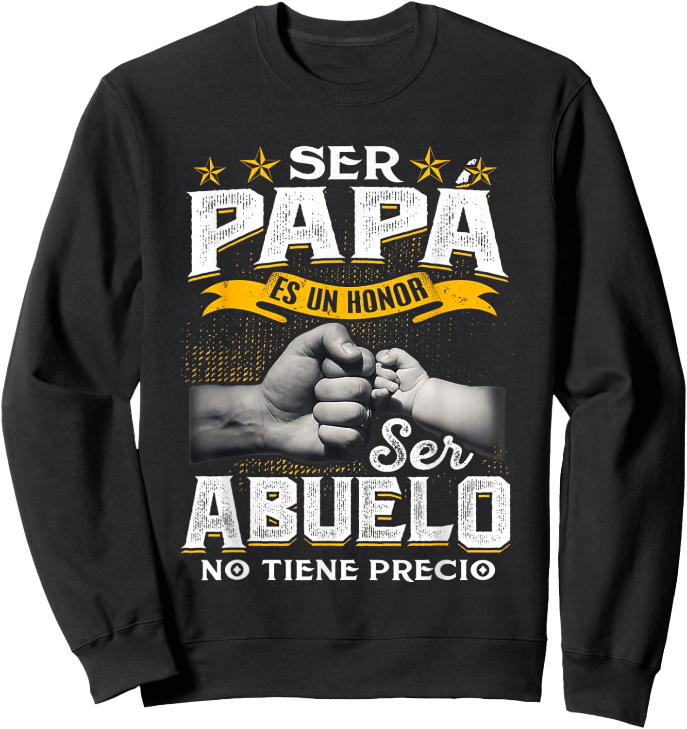 Ser Papa Es Un Honor Ser Abuelo No Tiene Precio Black Cotton 60% Polyester 40% Classic Fit Short Sleeve Collarless Sweatshirt - Sweatshirt | Black