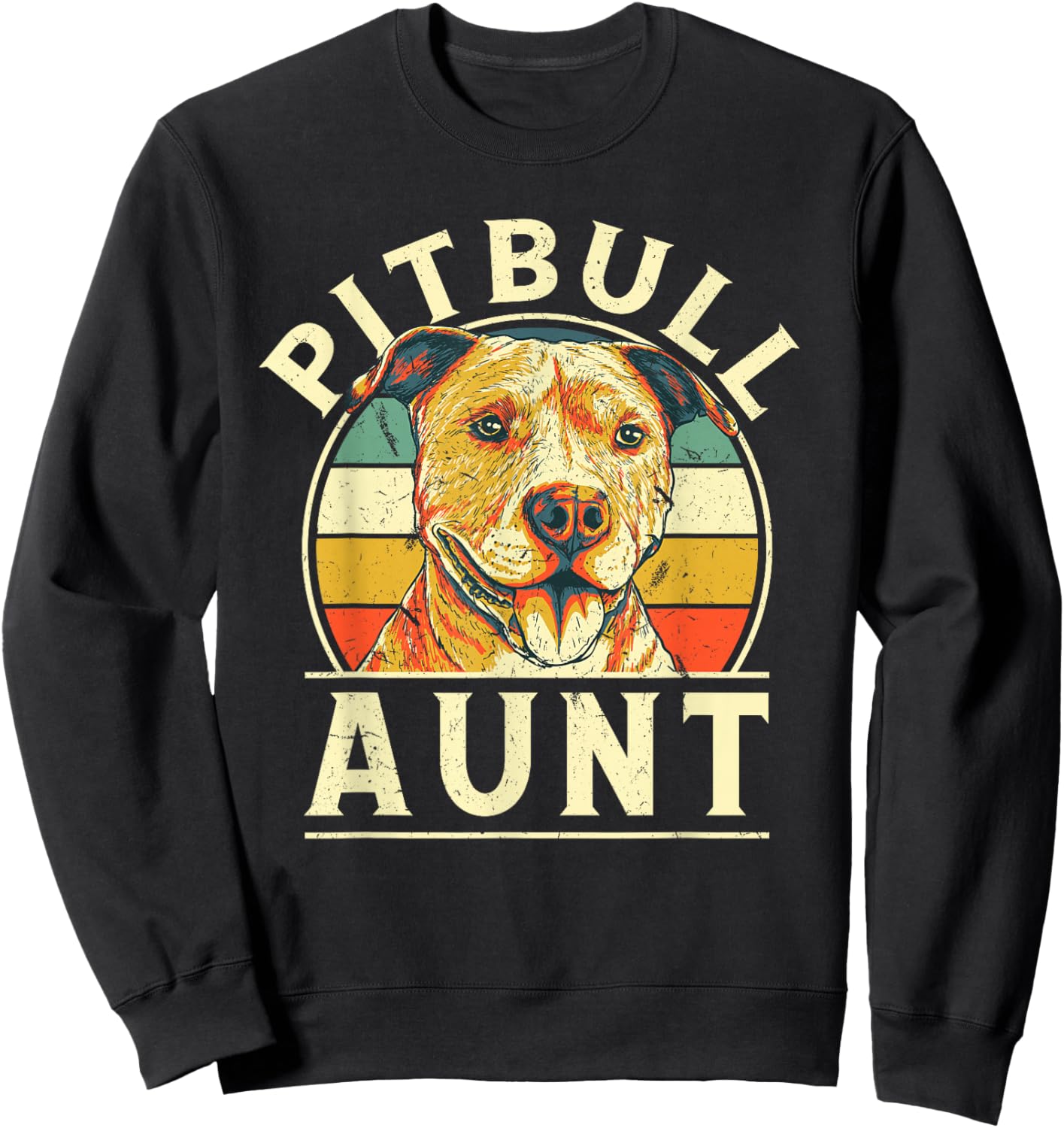 Pitbull Aunt Retro Auntie Vintage Aunty Dog Breed Dog Theme Sweatshirt - Sweatshirt | Black
