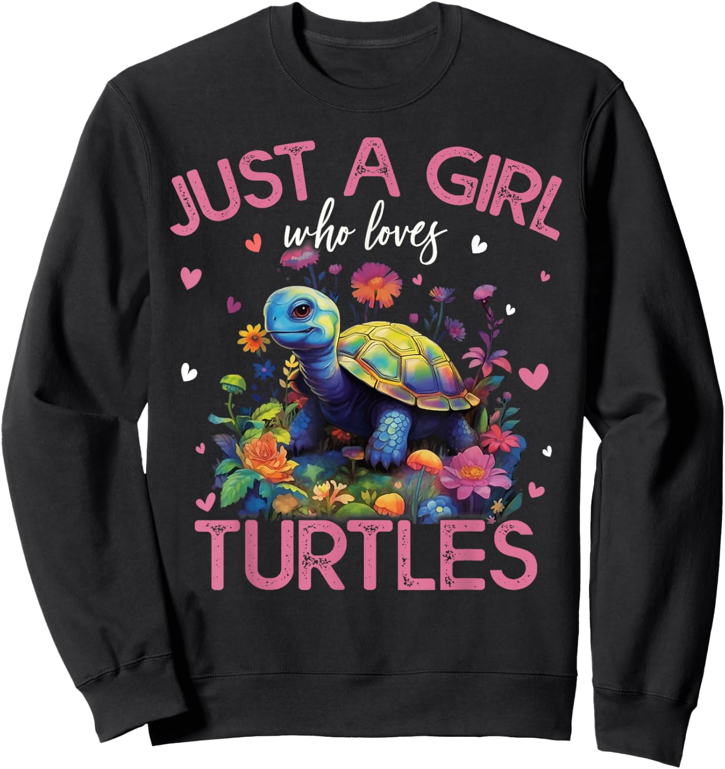 Just A Girl Who Loves Turtles Girls Sweatshirt - Sweatshirt | Black