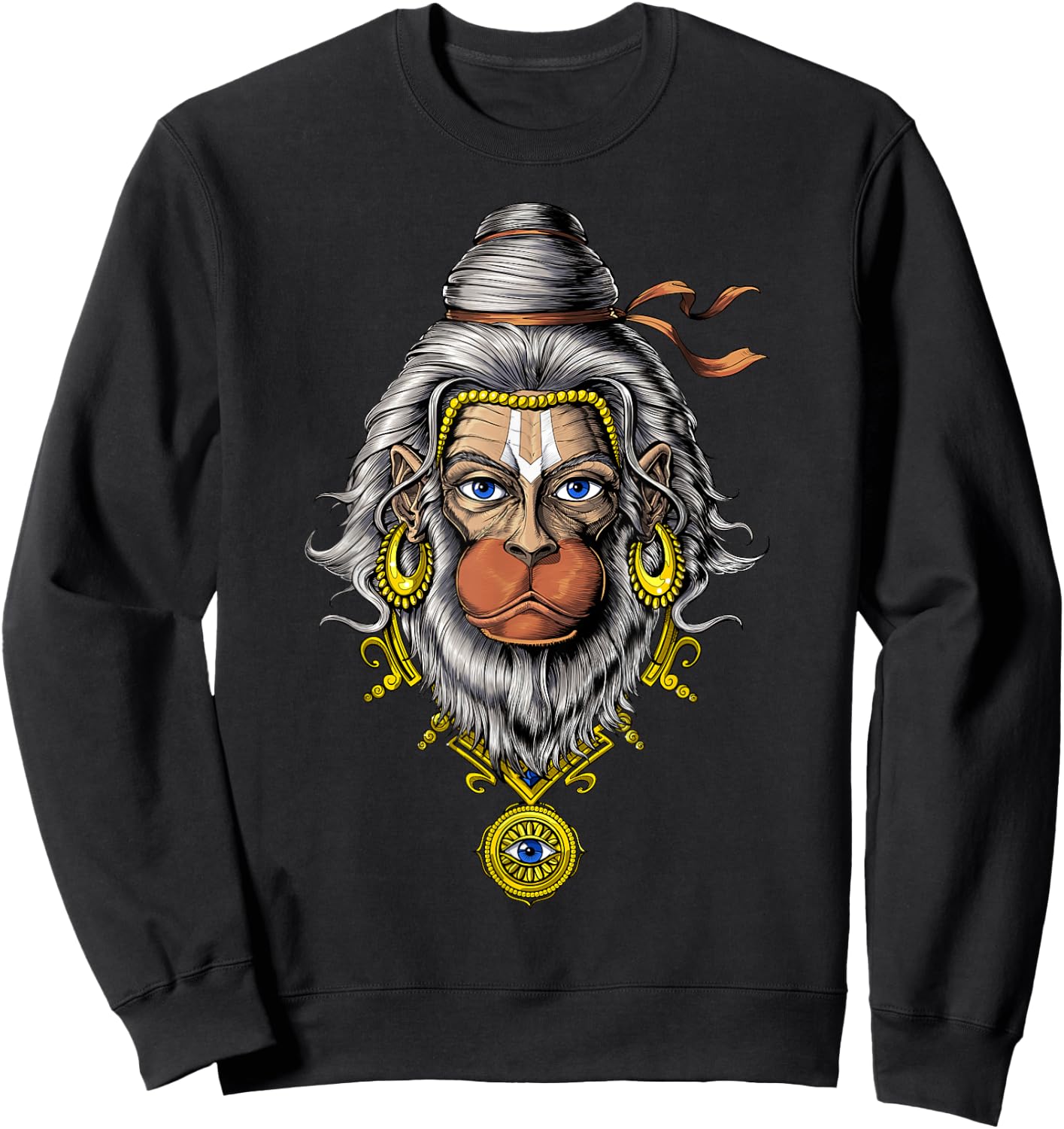 Hanuman Hindu God Hinduism Monkey Zen Yoga Spiritual Sweatshirt - Sweatshirt | Black