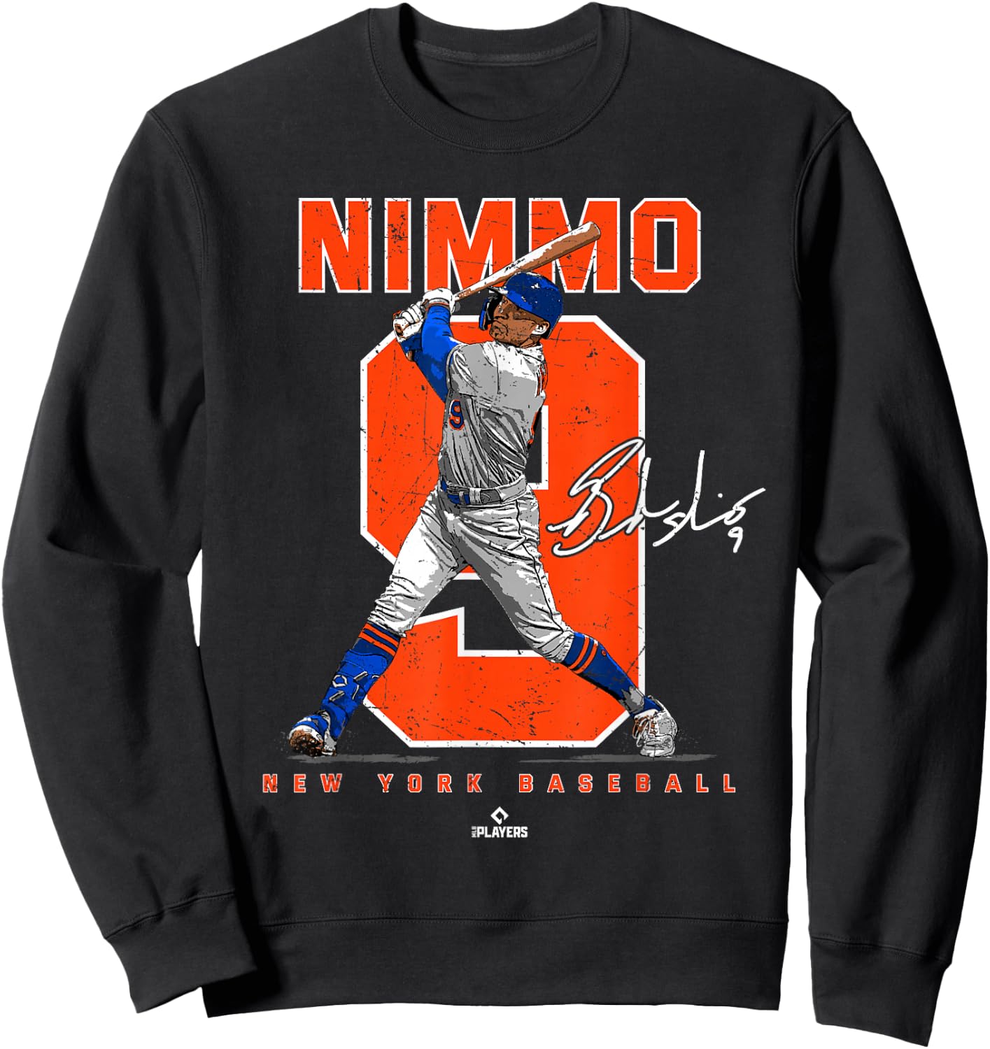 Number and Portrait Brandon Nimmo New York MLBPA Sweatshirt - Sweatshirt | Black