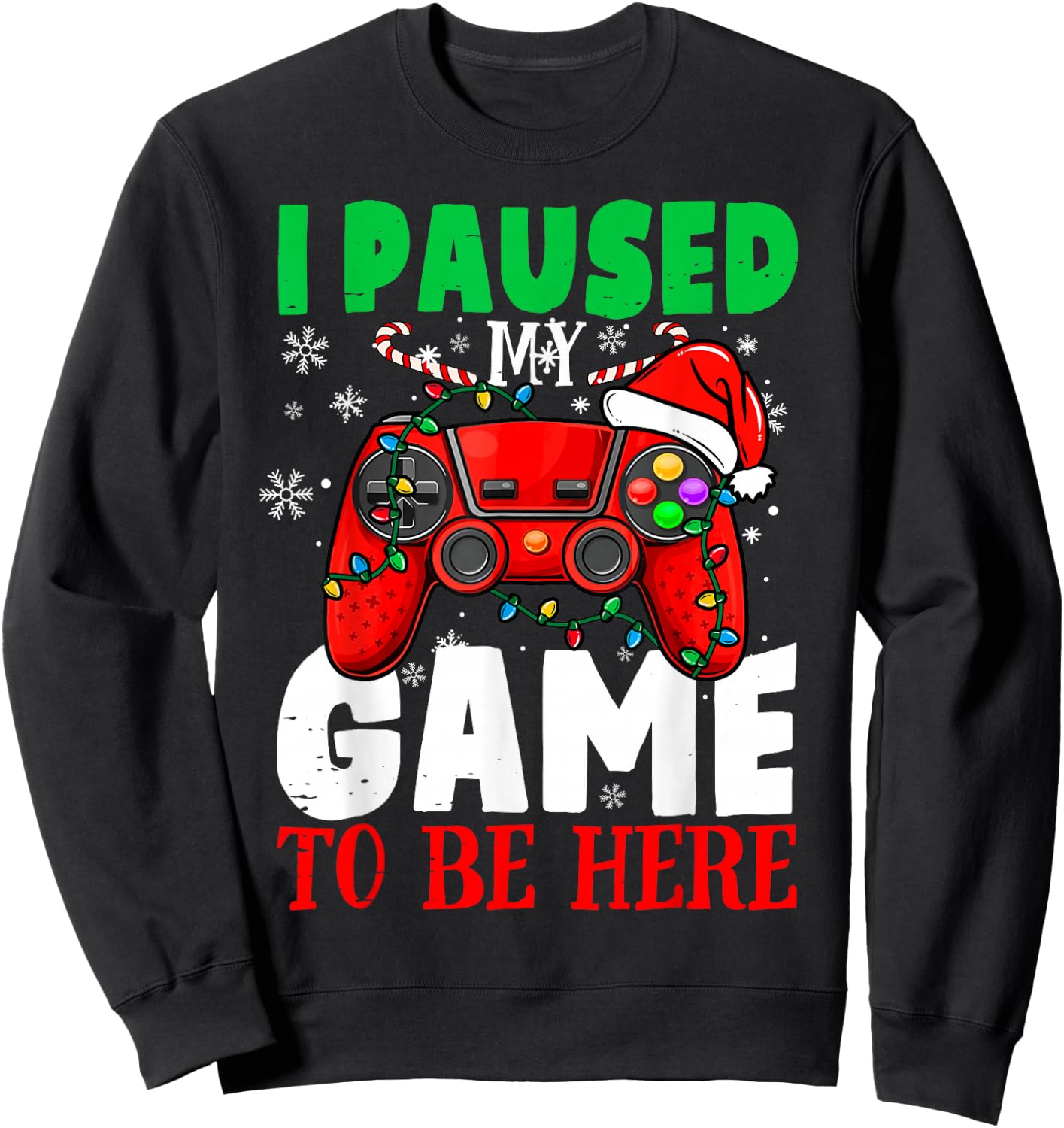 I Paused My Game To Be Here Christmas Holiday Gamer Kid Boys Sweatshirt - Sweatshirt | Black