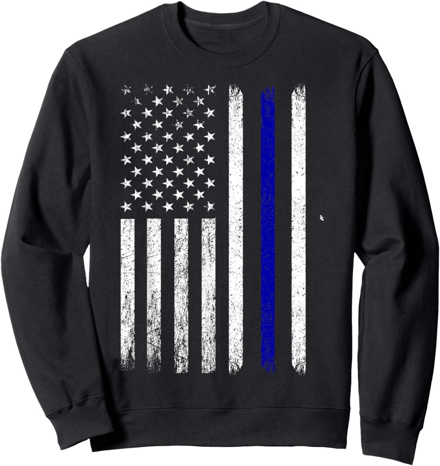Police Thin Blue Line Flag USA American Patriotic Sweatshirt - Sweatshirt | Black
